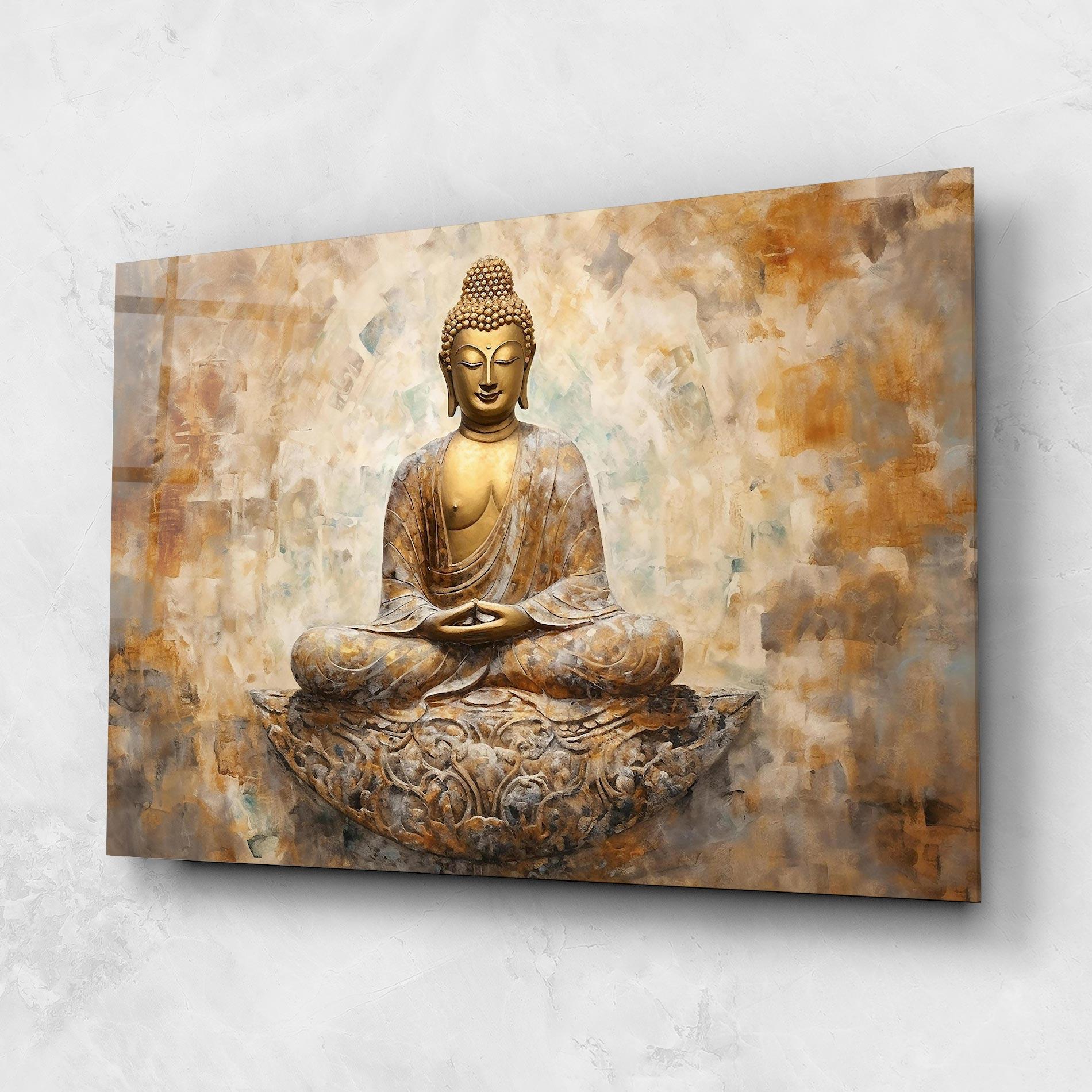 Glasbild Cream Buddha Art mockup 1