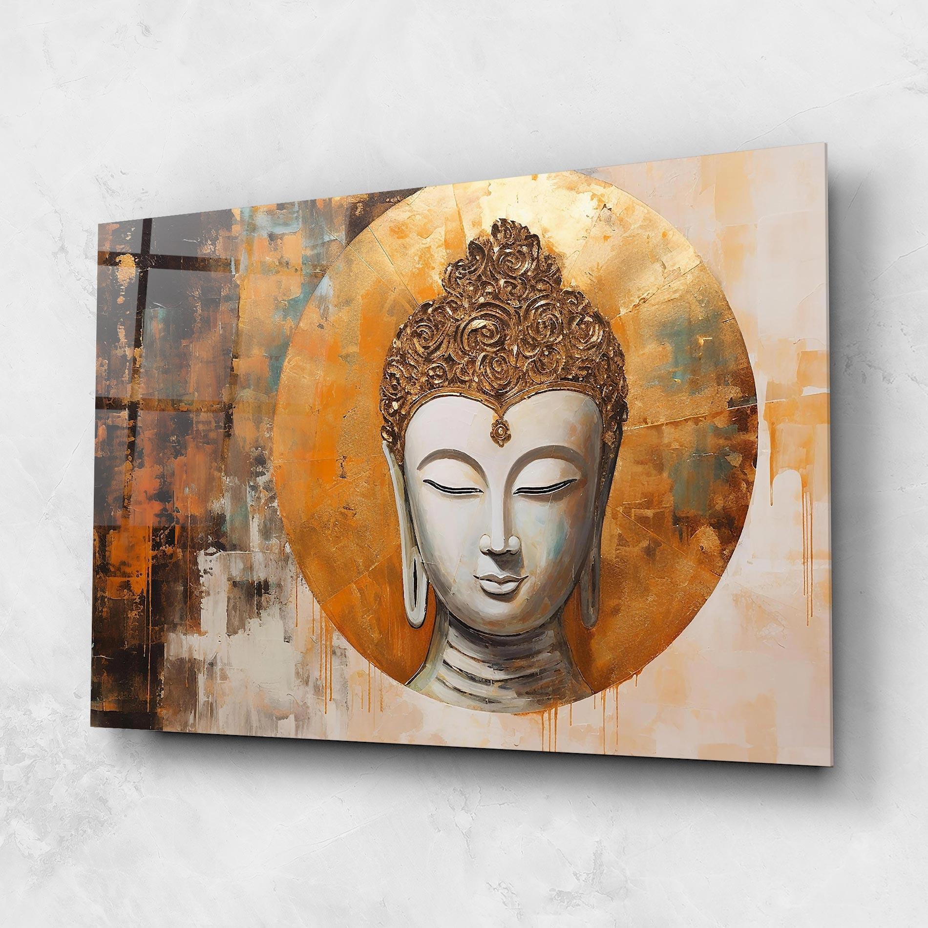 Glasbild Cream Circle Buddha mockup 1