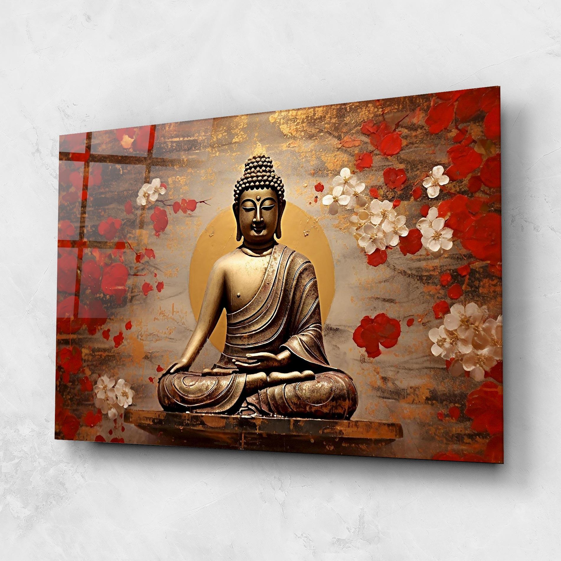 Glasbild Japanese Buddha Art mockup 1