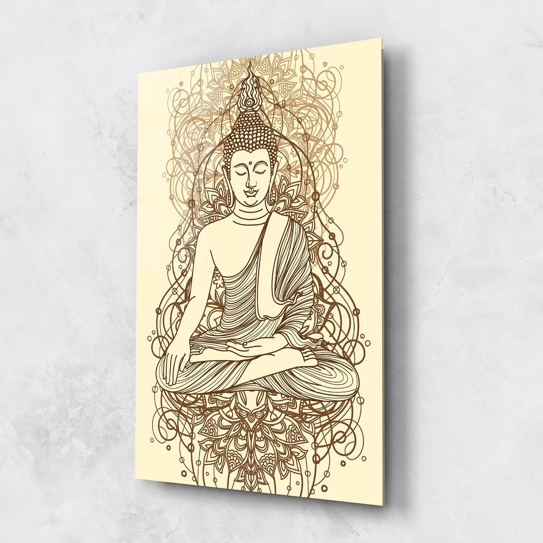Glasbild Brown Line Buddha mockup 1