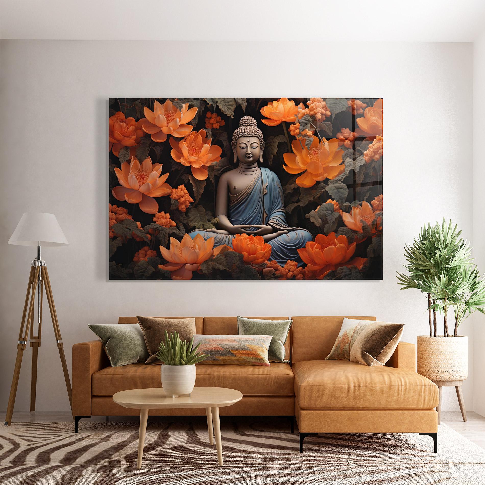Glasbild Big Flower Buddha mockup 7