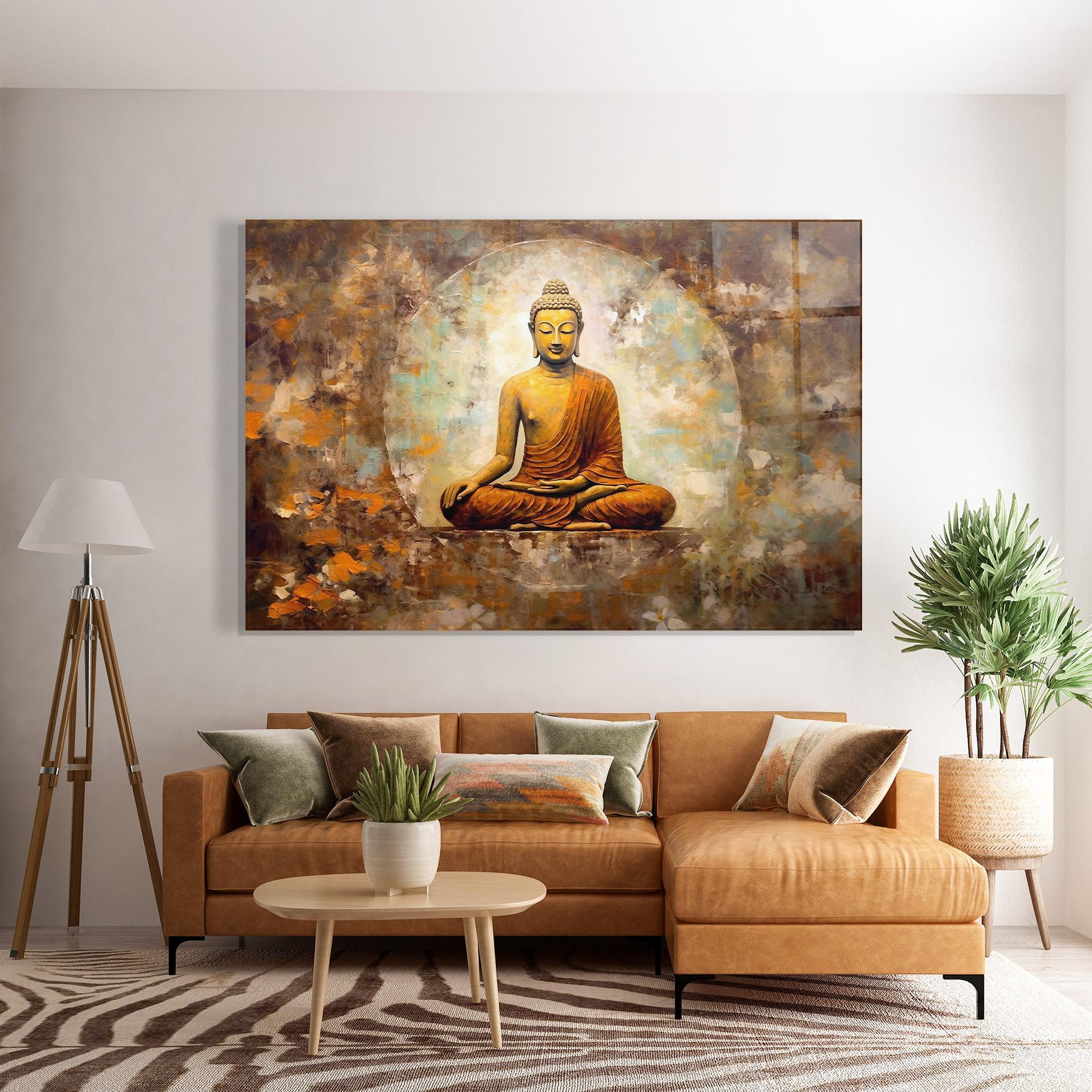 Glasbild Blue Circle Buddha mockup 7