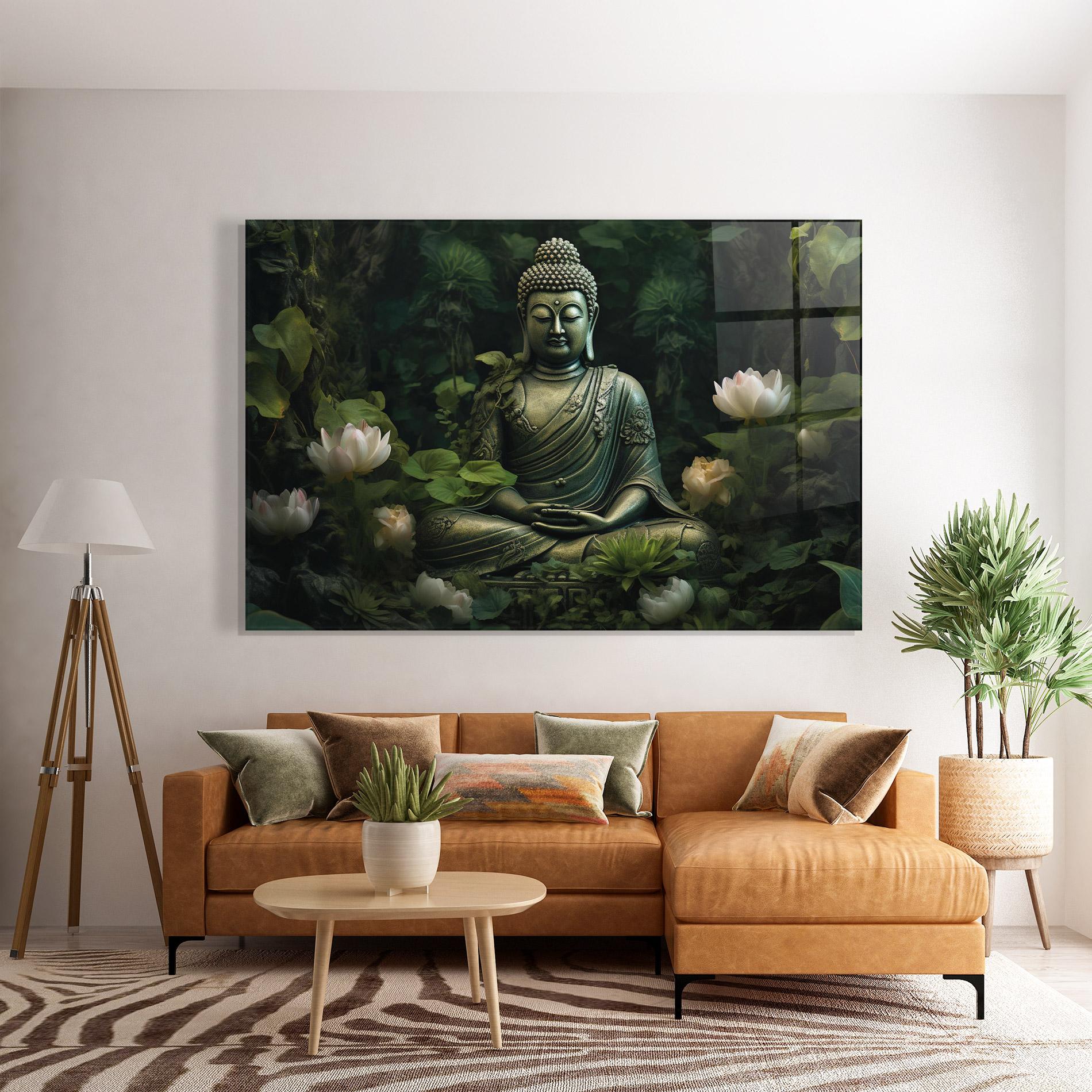 Glasbild Buddha Lotus Flower mockup 7