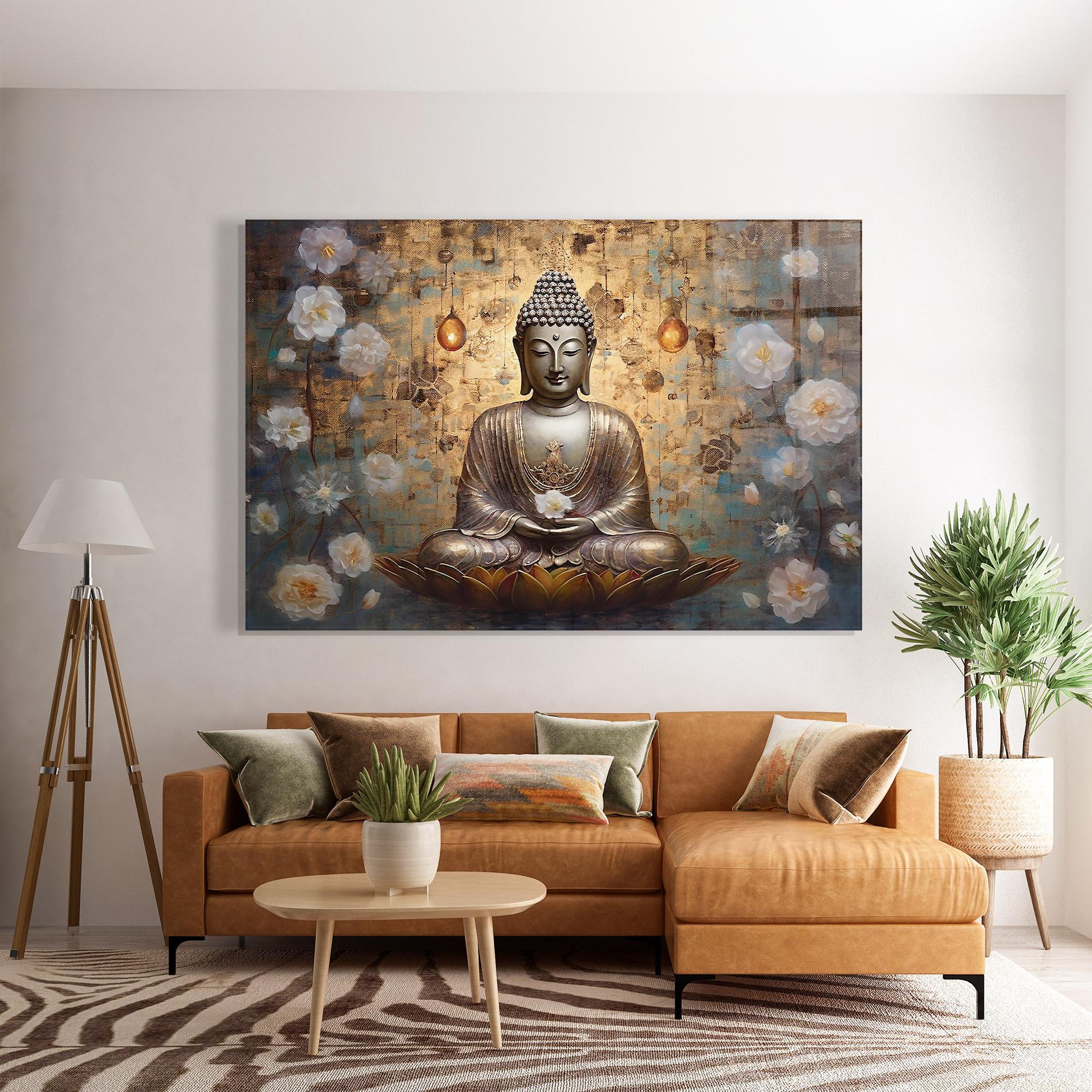 Glasbild Buddha Meditation Art mockup 7