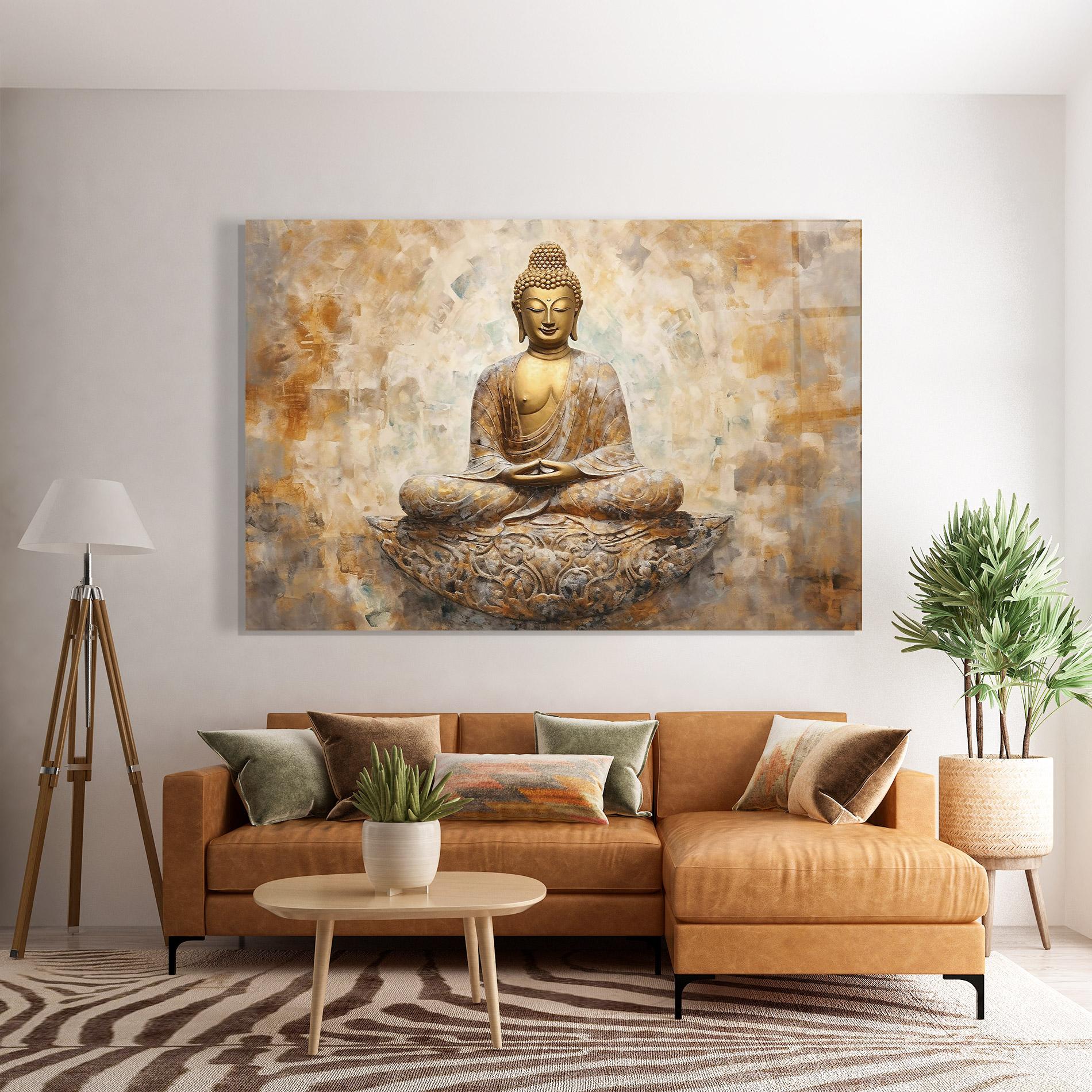 Glasbild Cream Buddha Art mockup 7