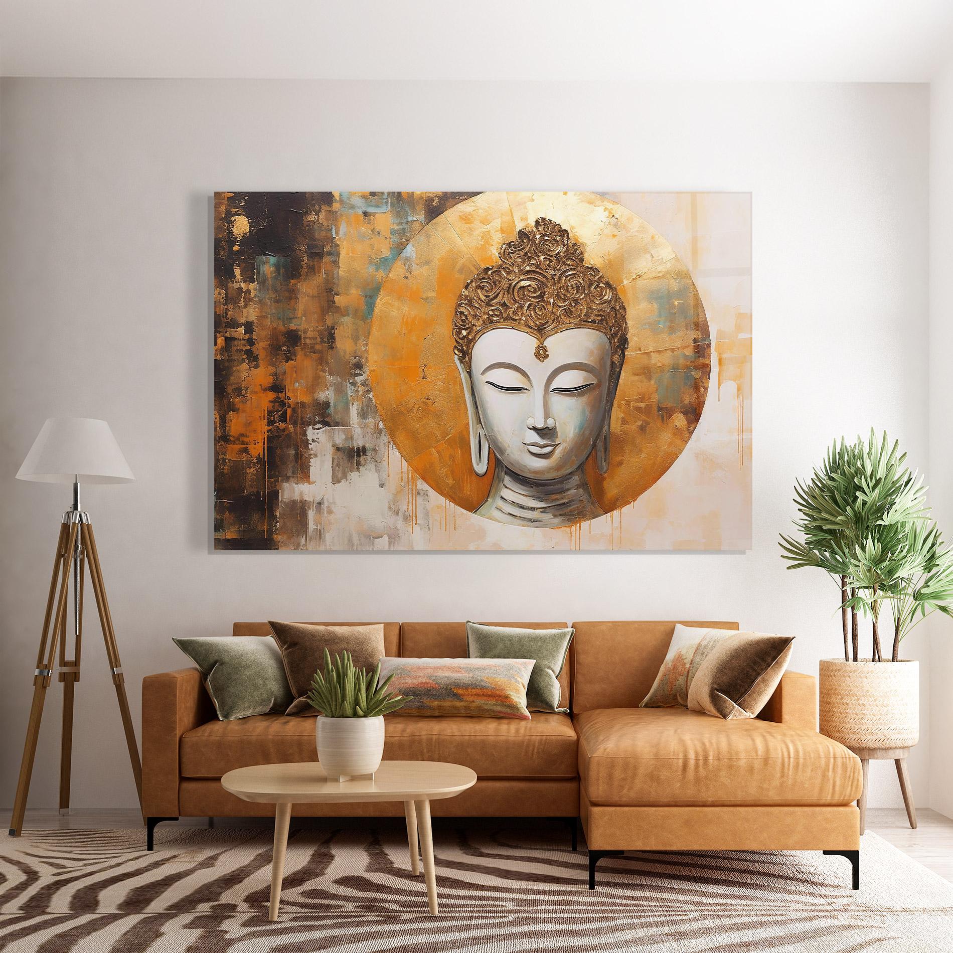 Glasbild Cream Circle Buddha mockup 7