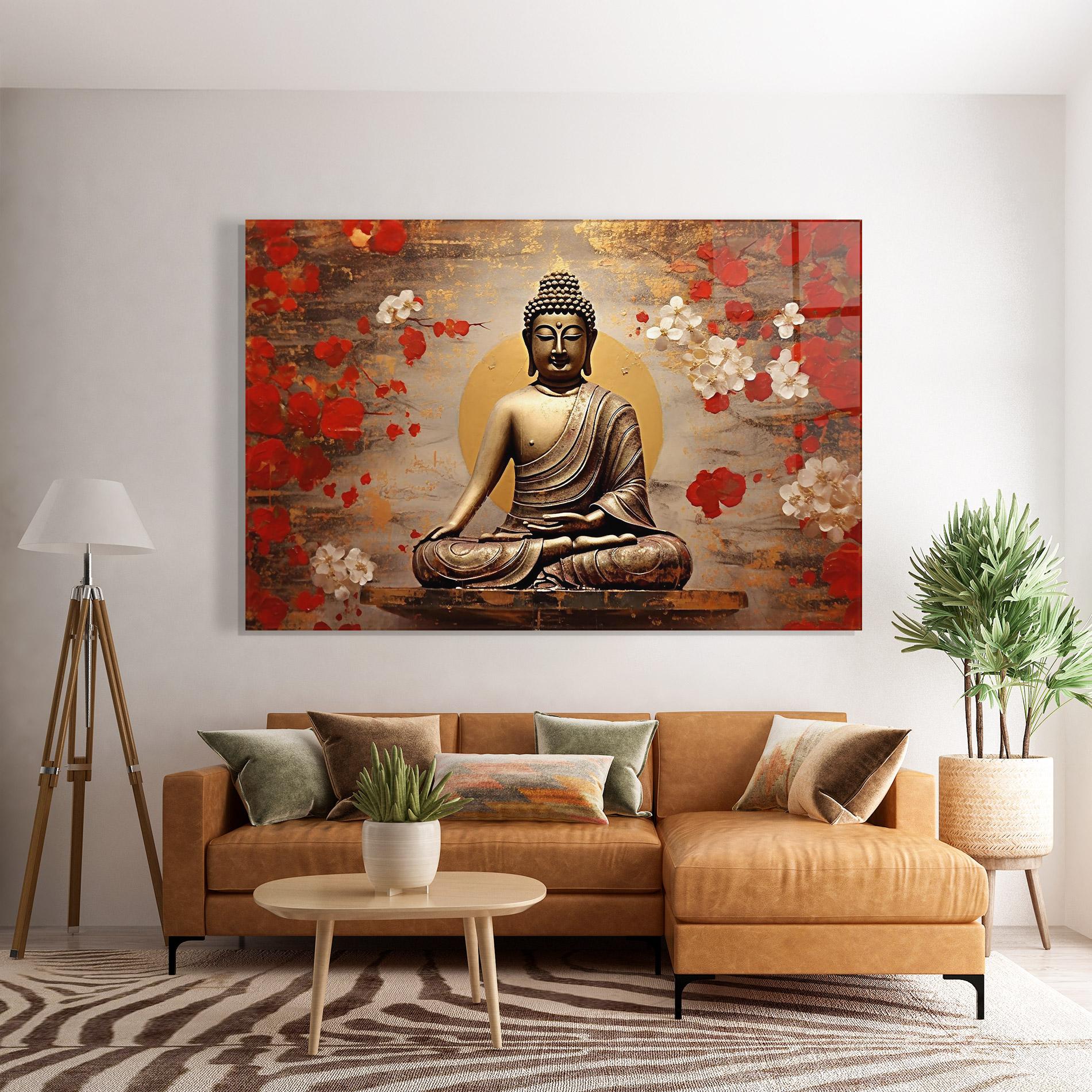 Glasbild Japanese Buddha Art mockup 7