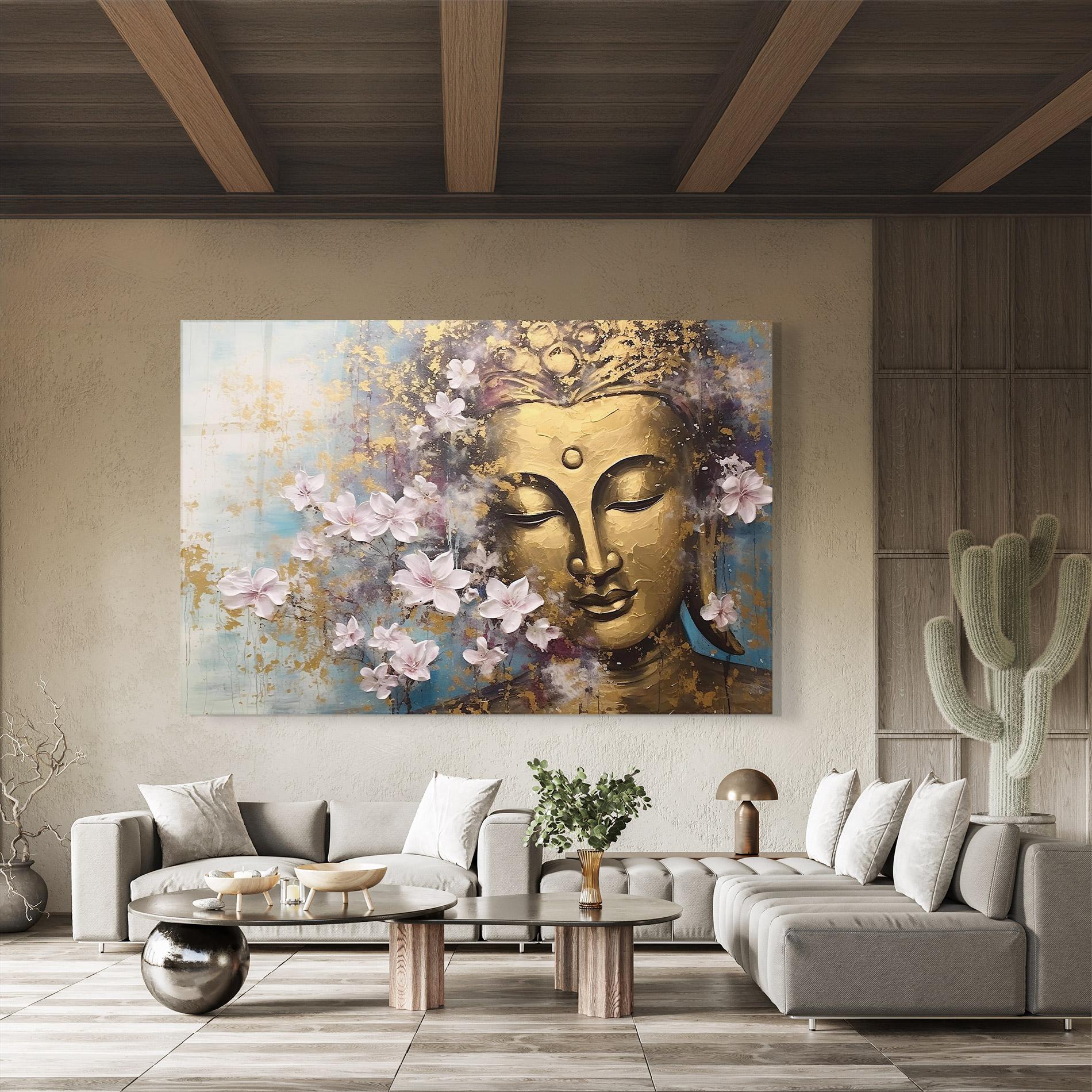 Glasbild Abstract Buddha Plants mockup 8