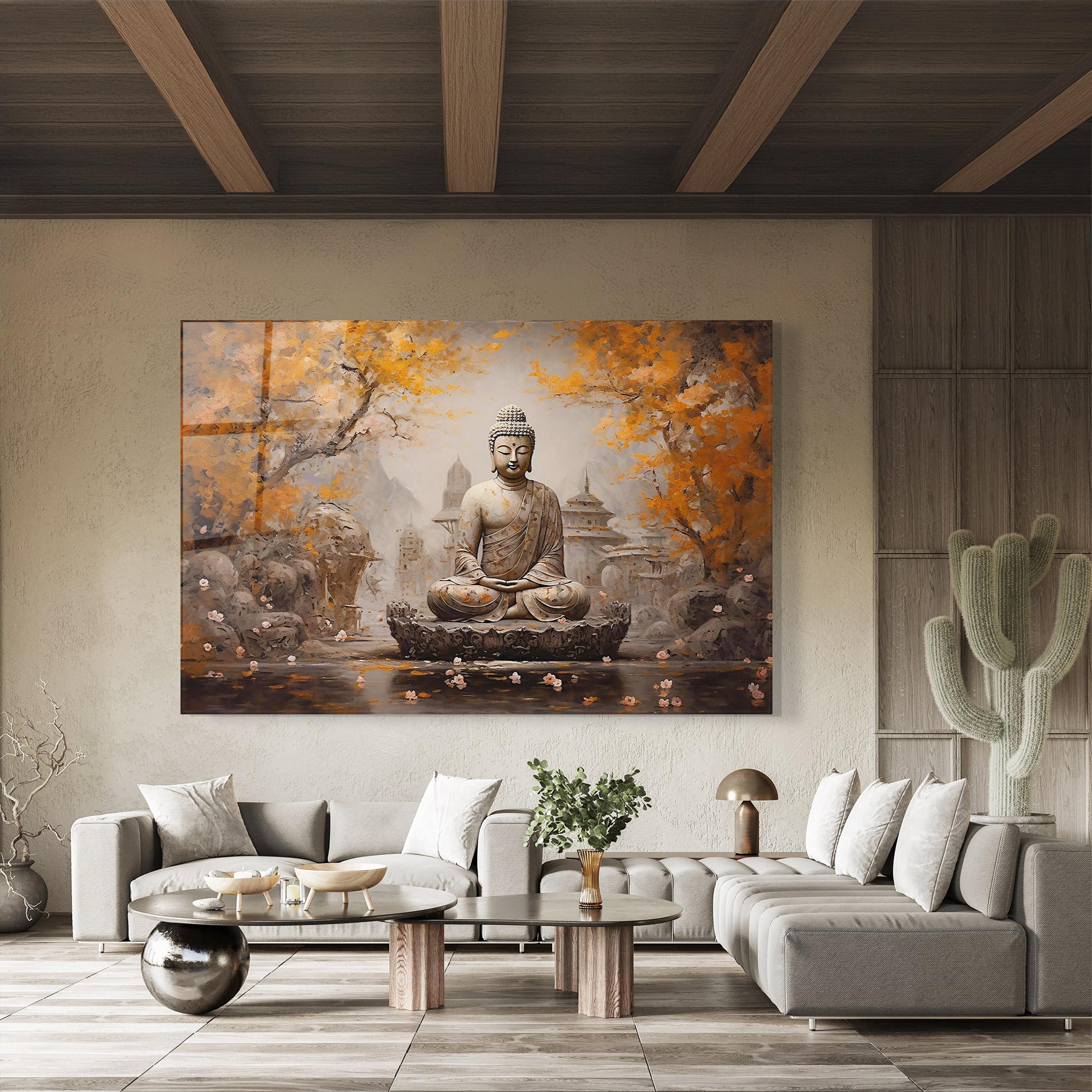 Glasbild Beautiful Buddha Art mockup 8