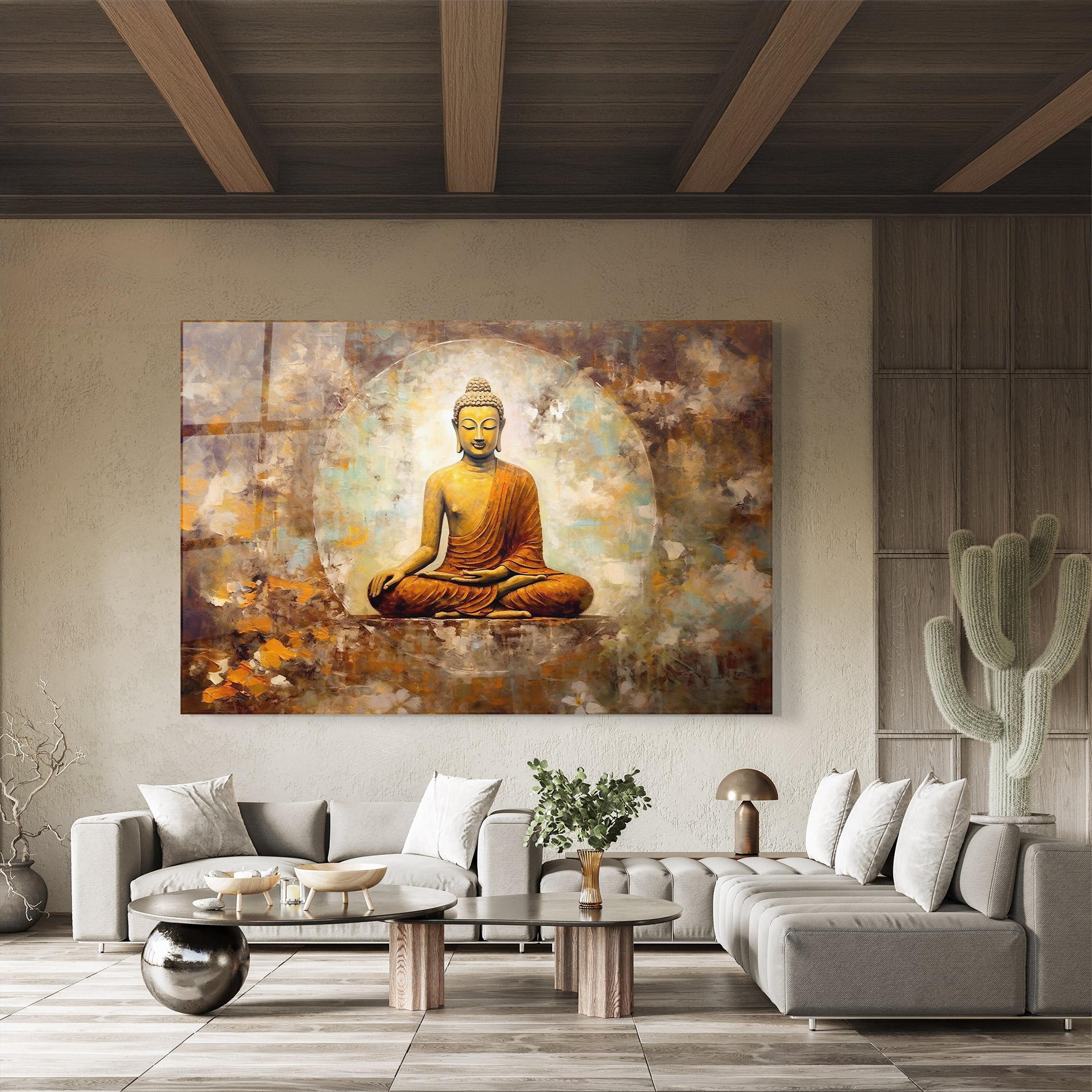 Glasbild Blue Circle Buddha mockup 8