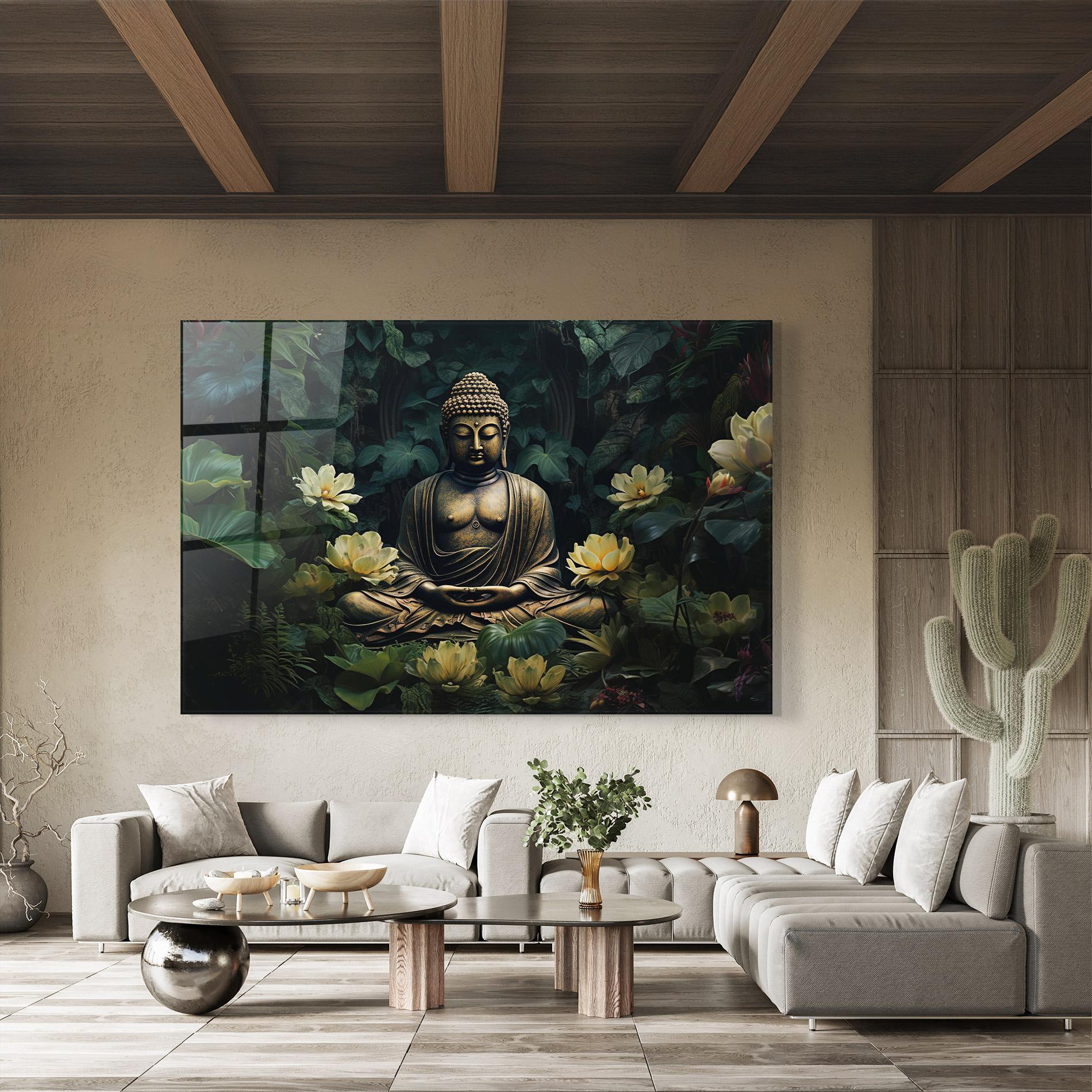 Glasbild Calm Buddha Art mockup 8