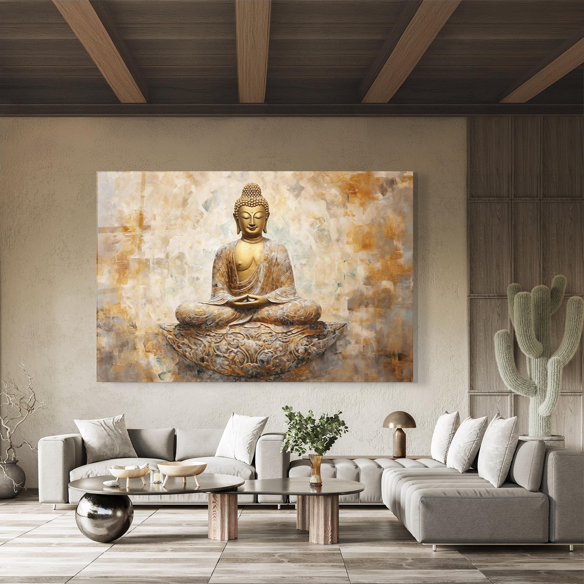 Glasbild Cream Buddha Art mockup 8