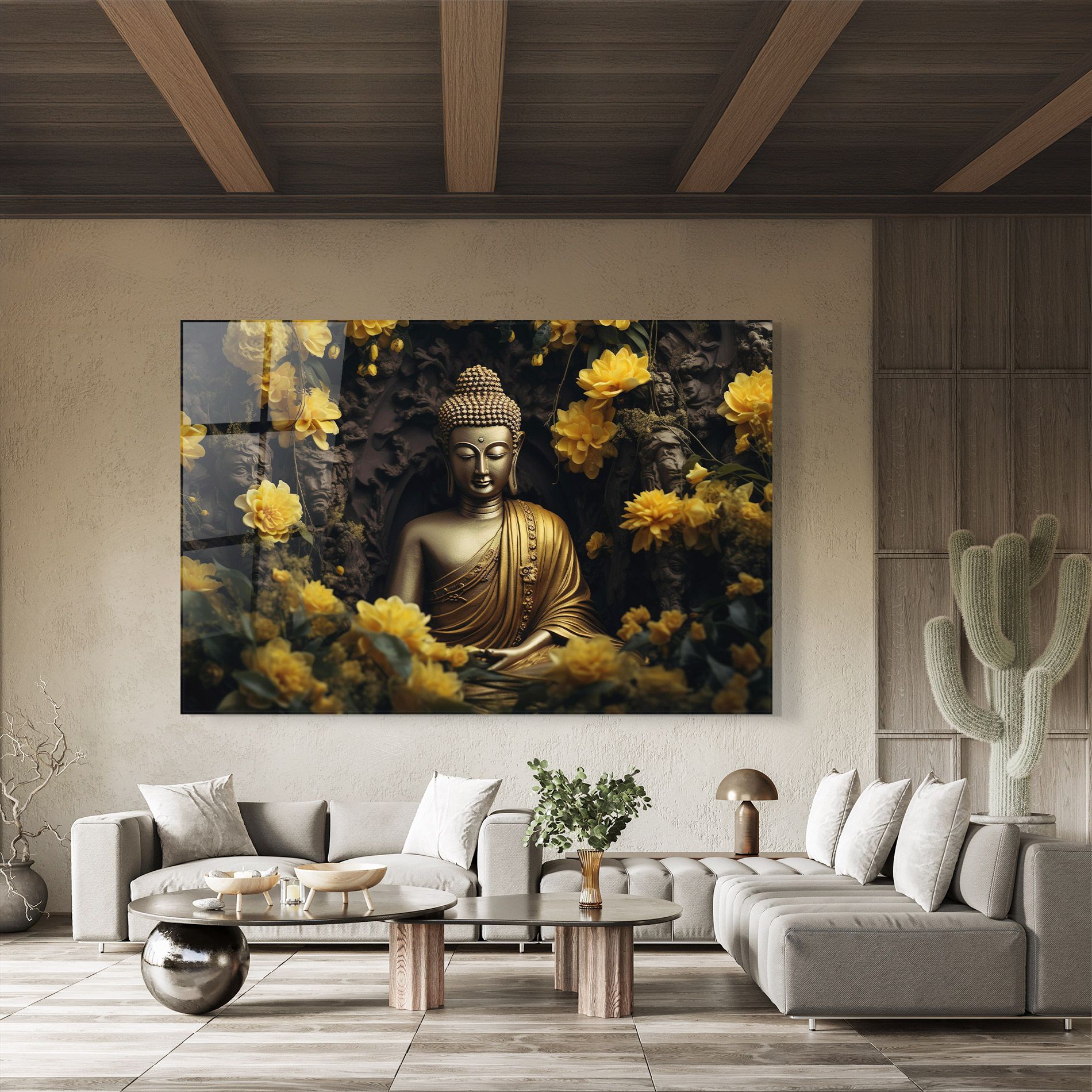 Gold Buddha Flowers mockup 8