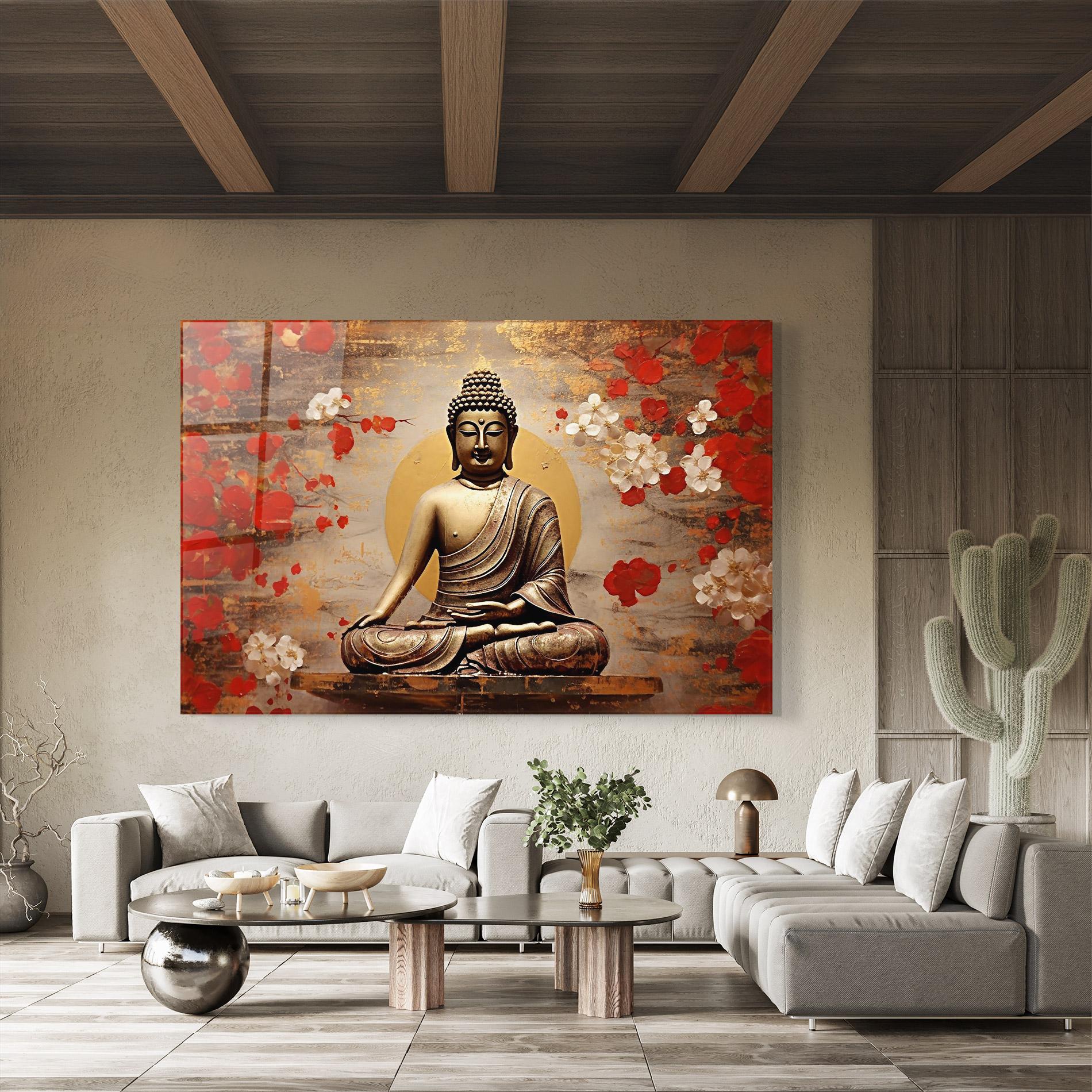 Glasbild Japanese Buddha Art mockup 8