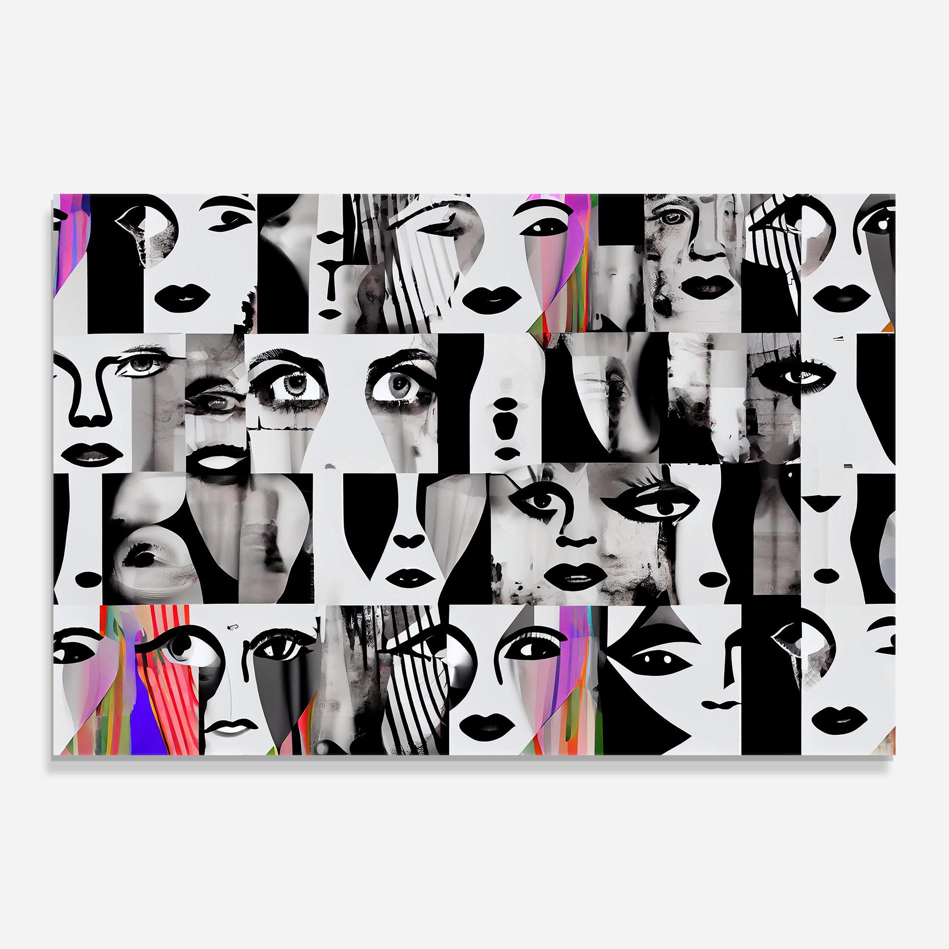 Glasbild Black White Face mockup 0