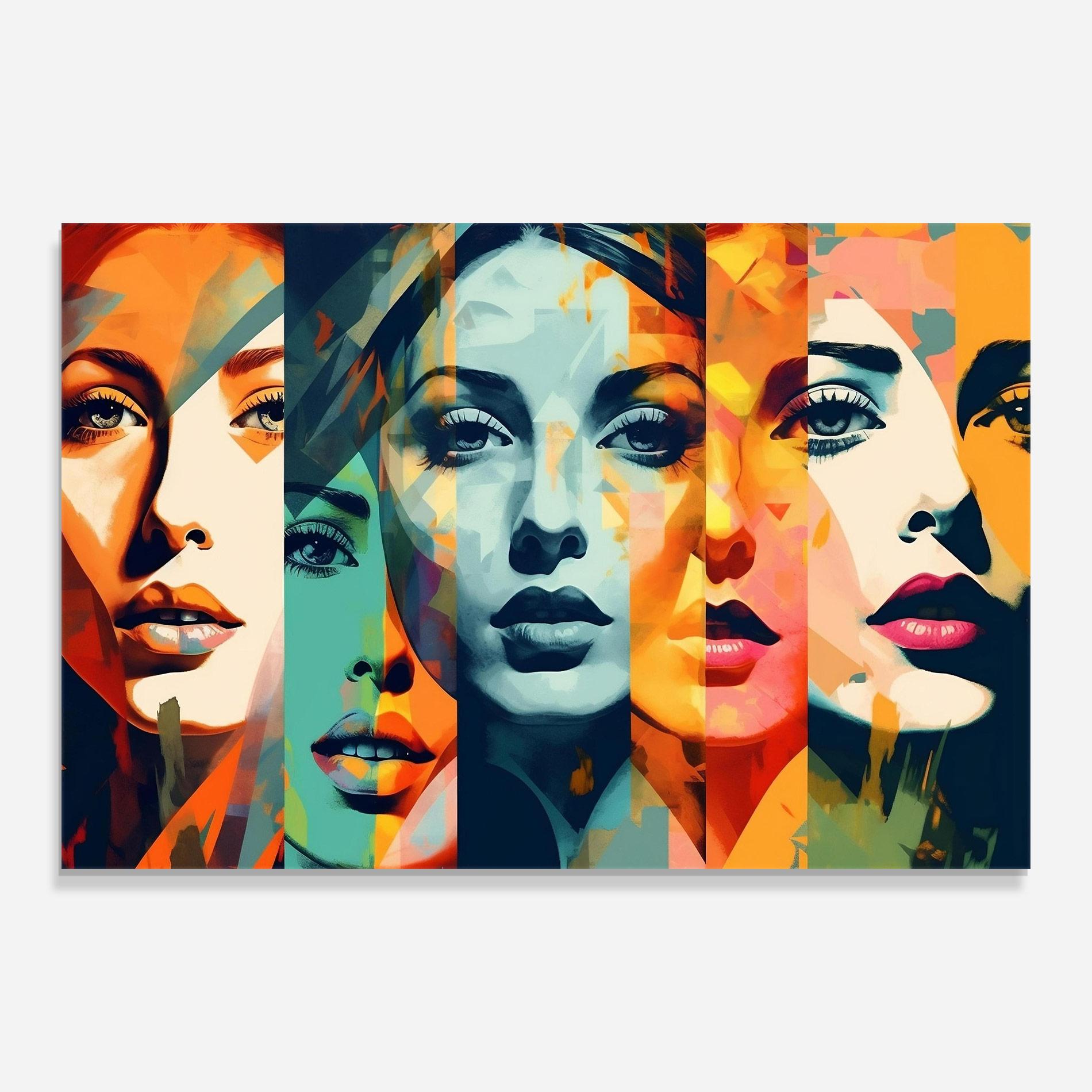 Glasbild Colorful Abstract Face mockup 0