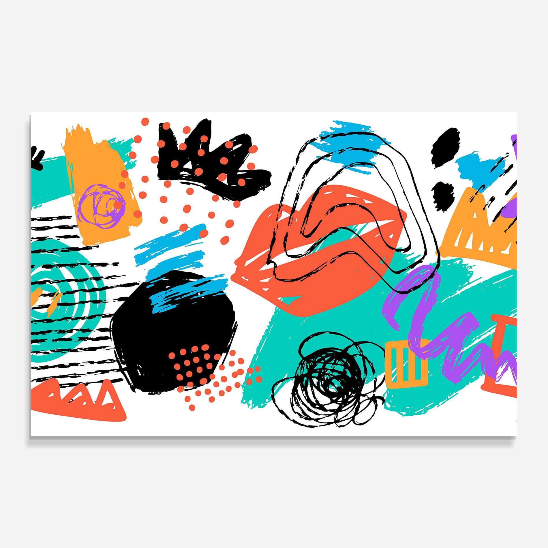 Glasbild Drawing Collage Art mockup 0