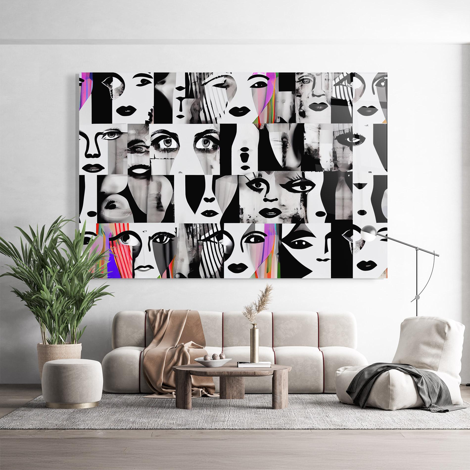 Glasbild Black White Face mockup 9