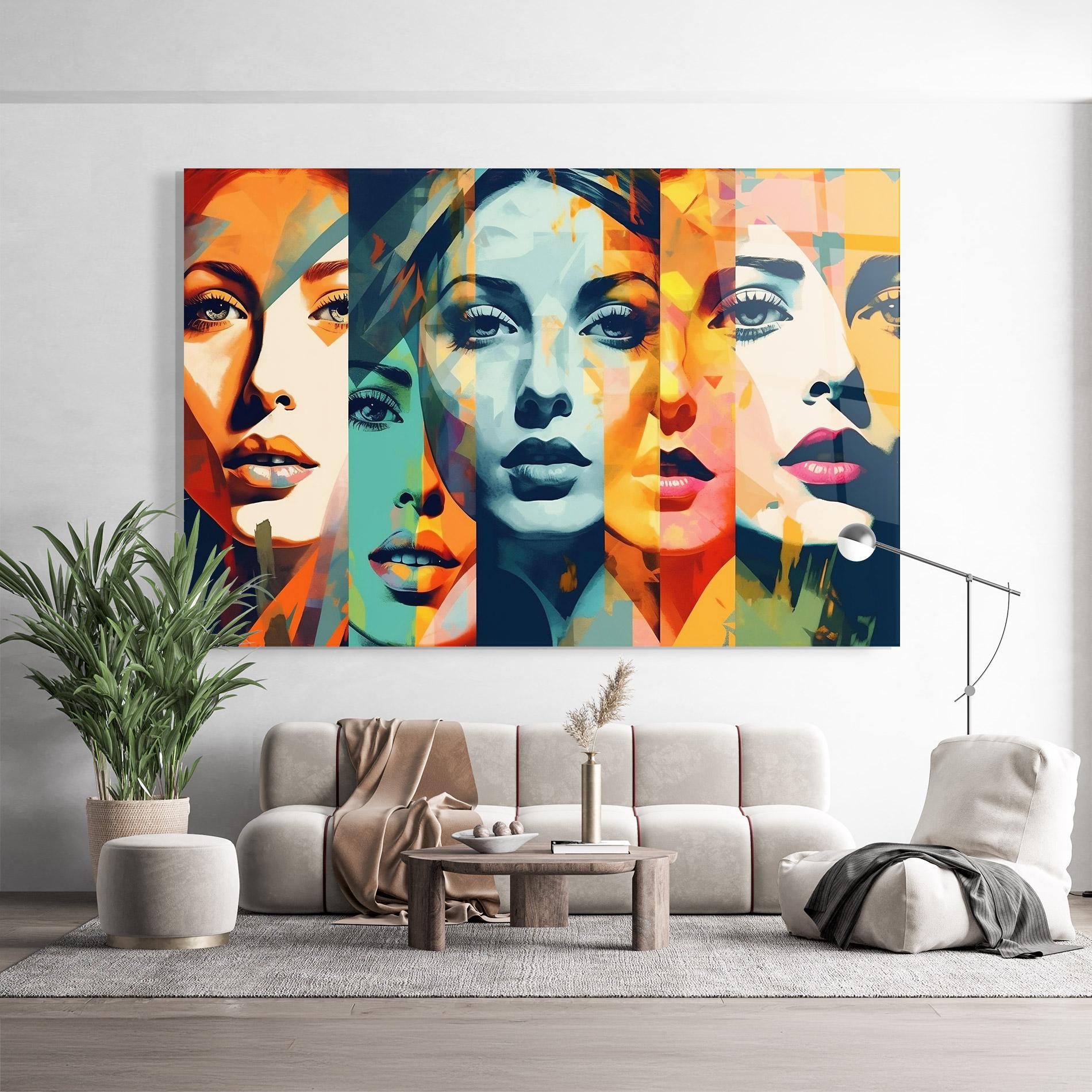 Glasbild Colorful Abstract Face mockup 9