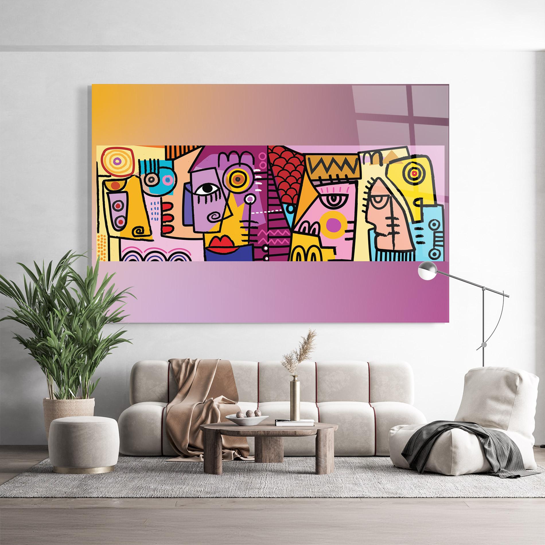 Glasbild Face Group Purple mockup 9