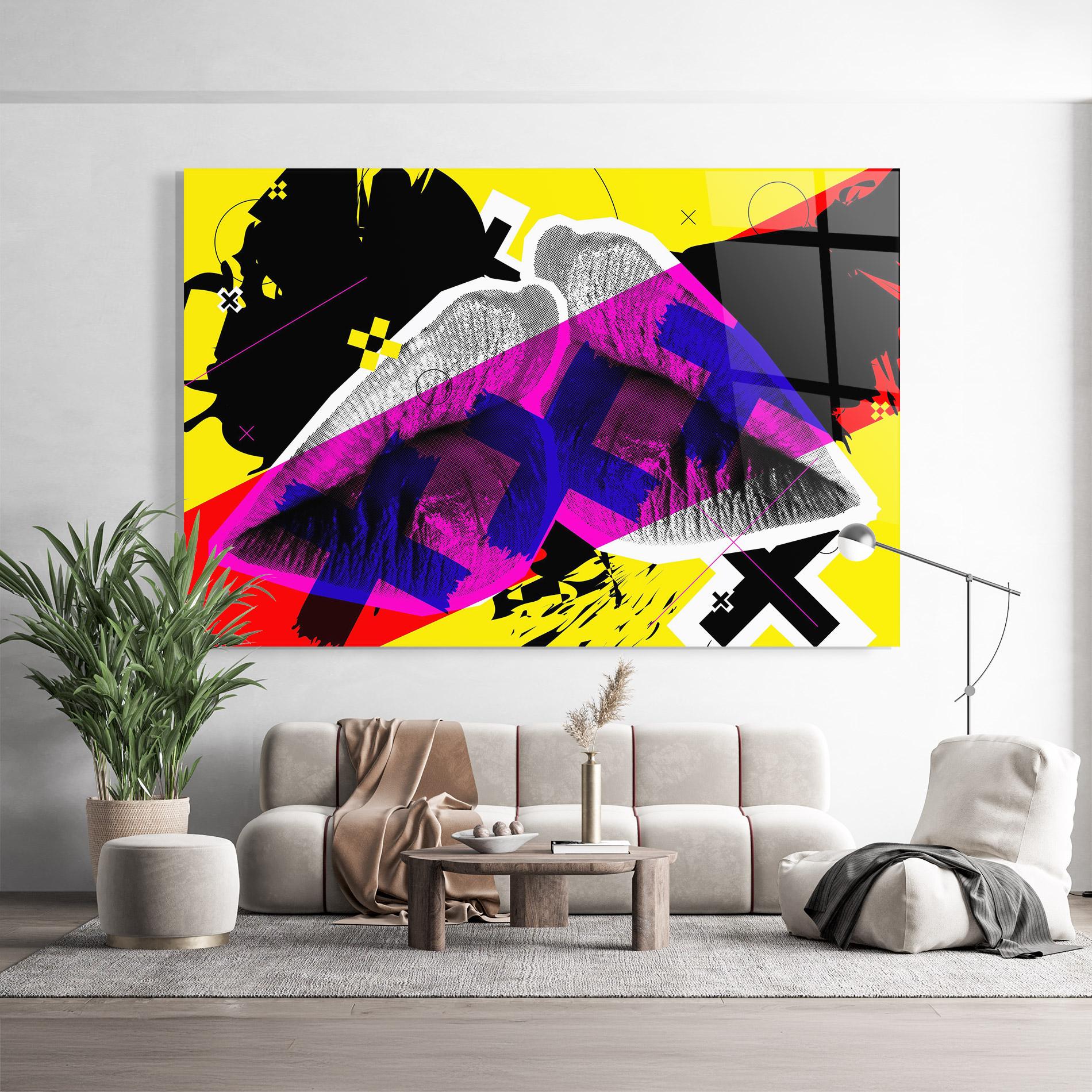 Glasbild Lips Purple Light mockup 9