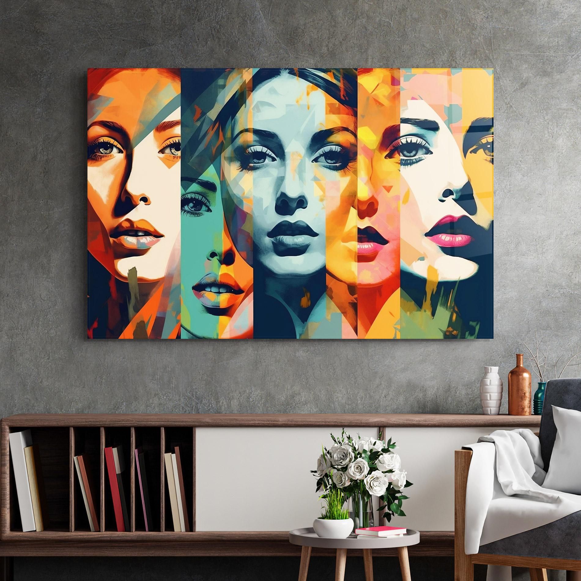 Glasbild Colorful Abstract Face mockup 2