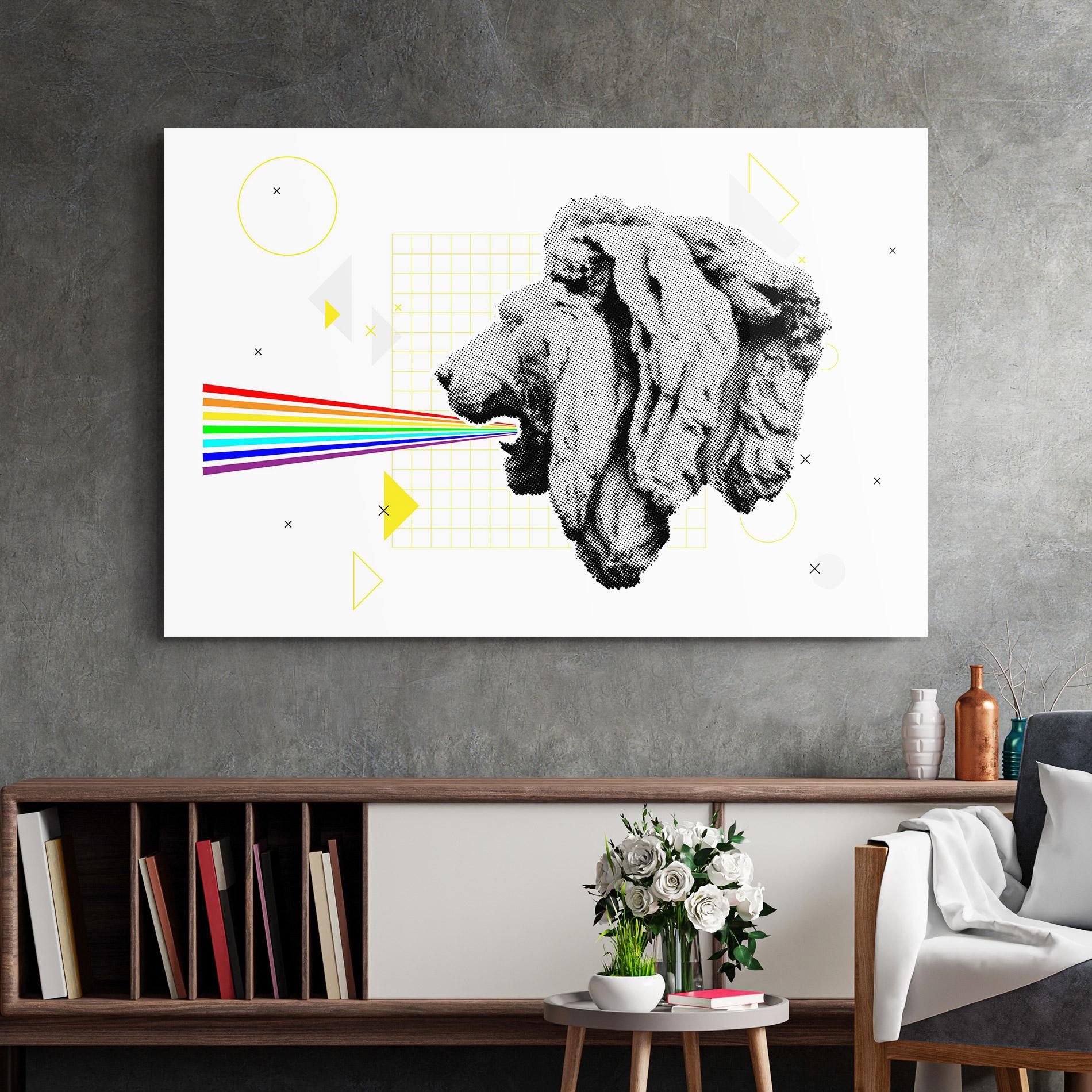 Glasbild Lion Collage mockup 2