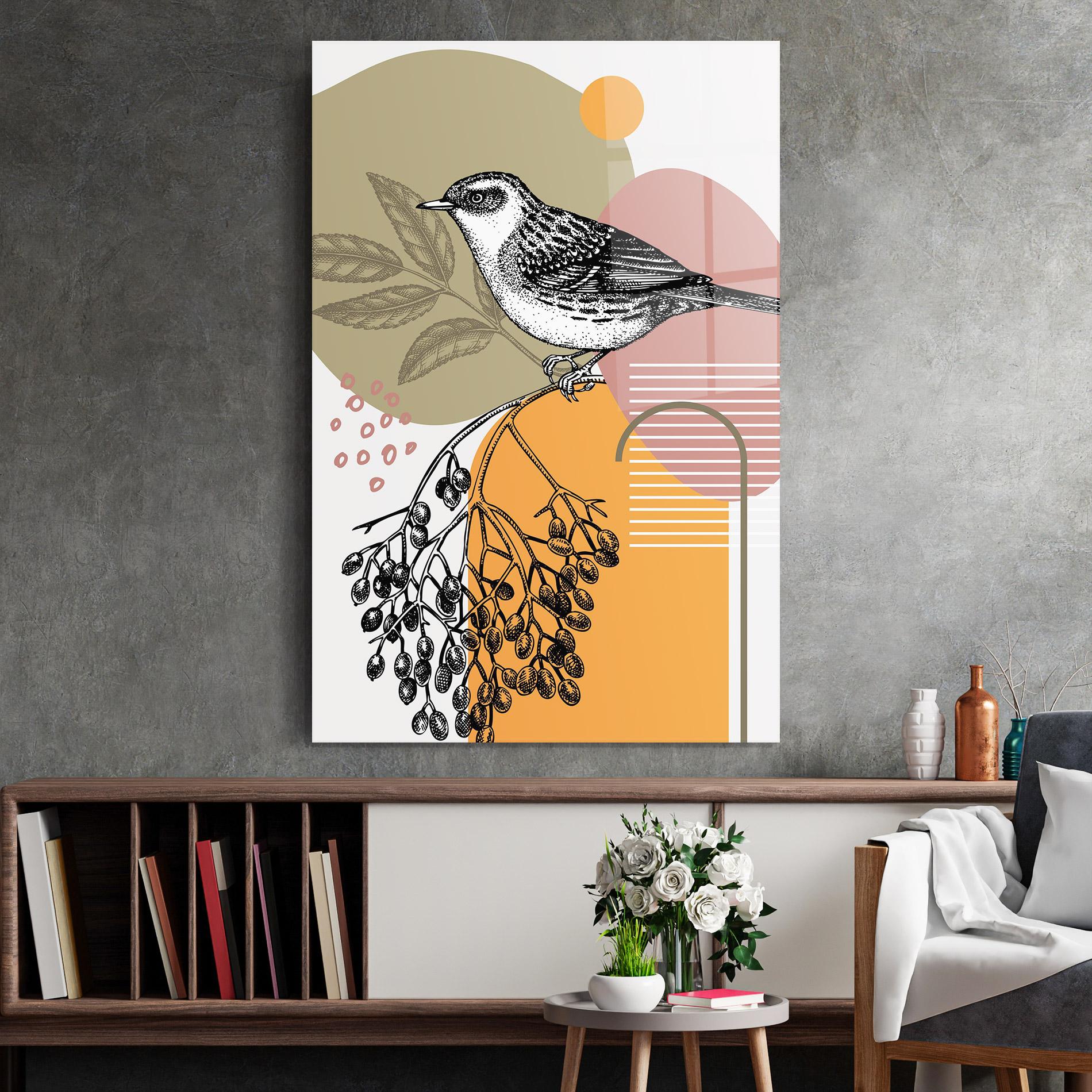 Glasbild Bird Collage mockup 2