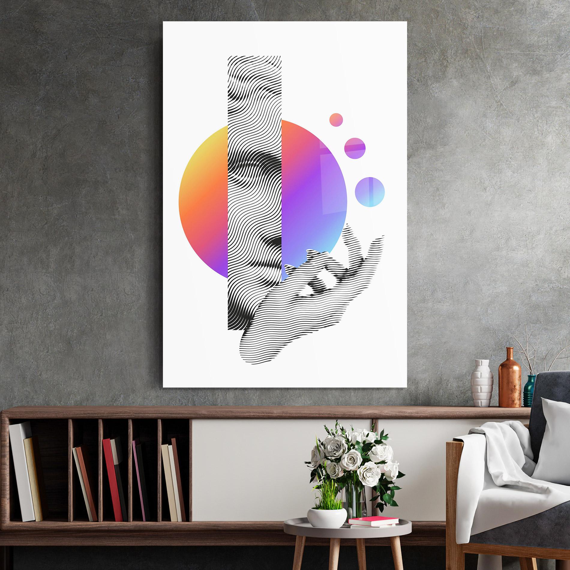 Glasbild Orange Light Statue mockup 2