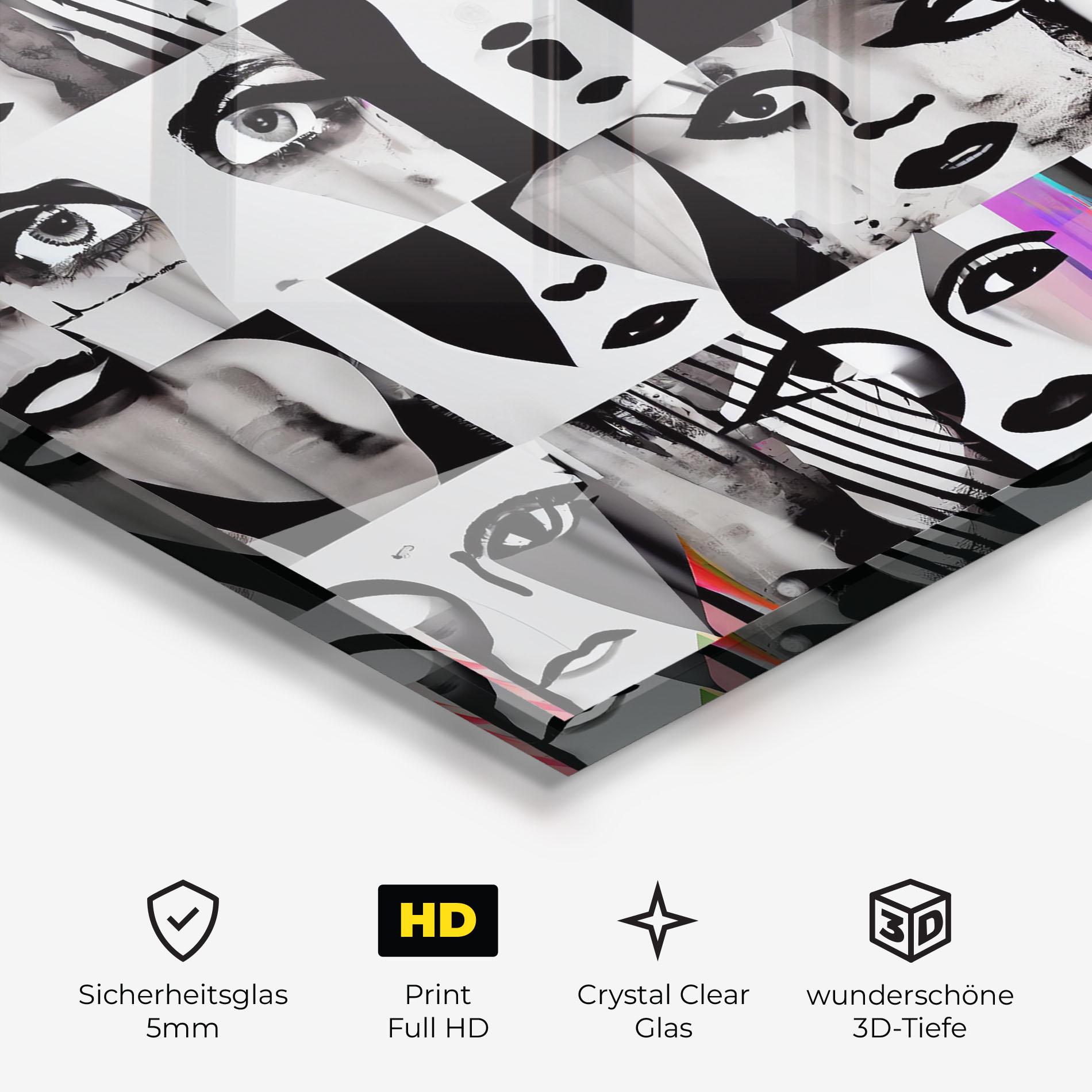 Glasbild Black White Face mockup 3