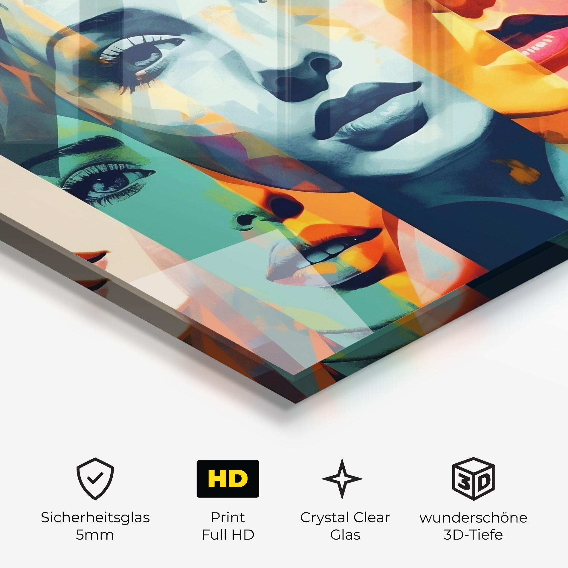 Glasbild Colorful Abstract Face mockup 3