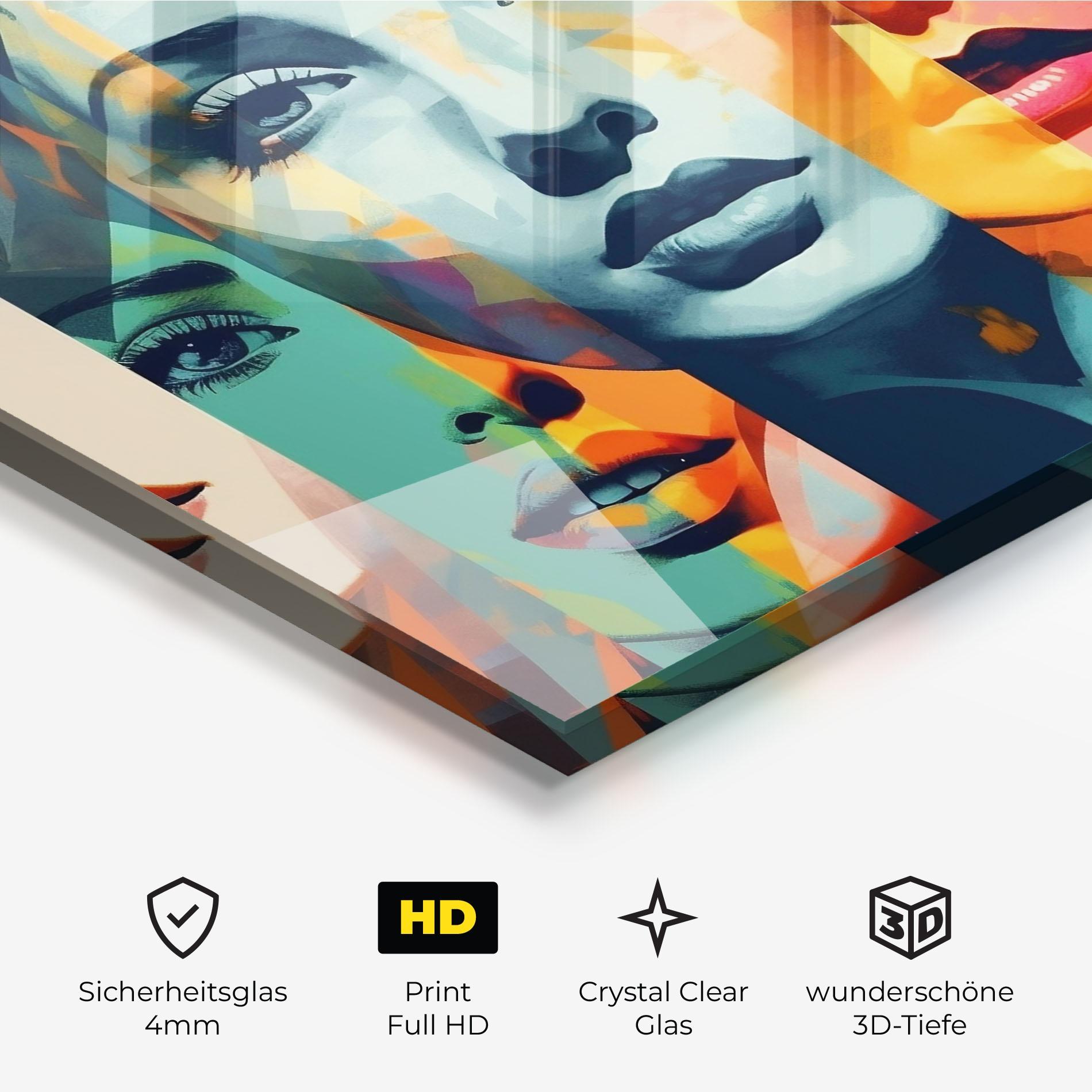 Glasbild Colorful Abstract Face mockup 3