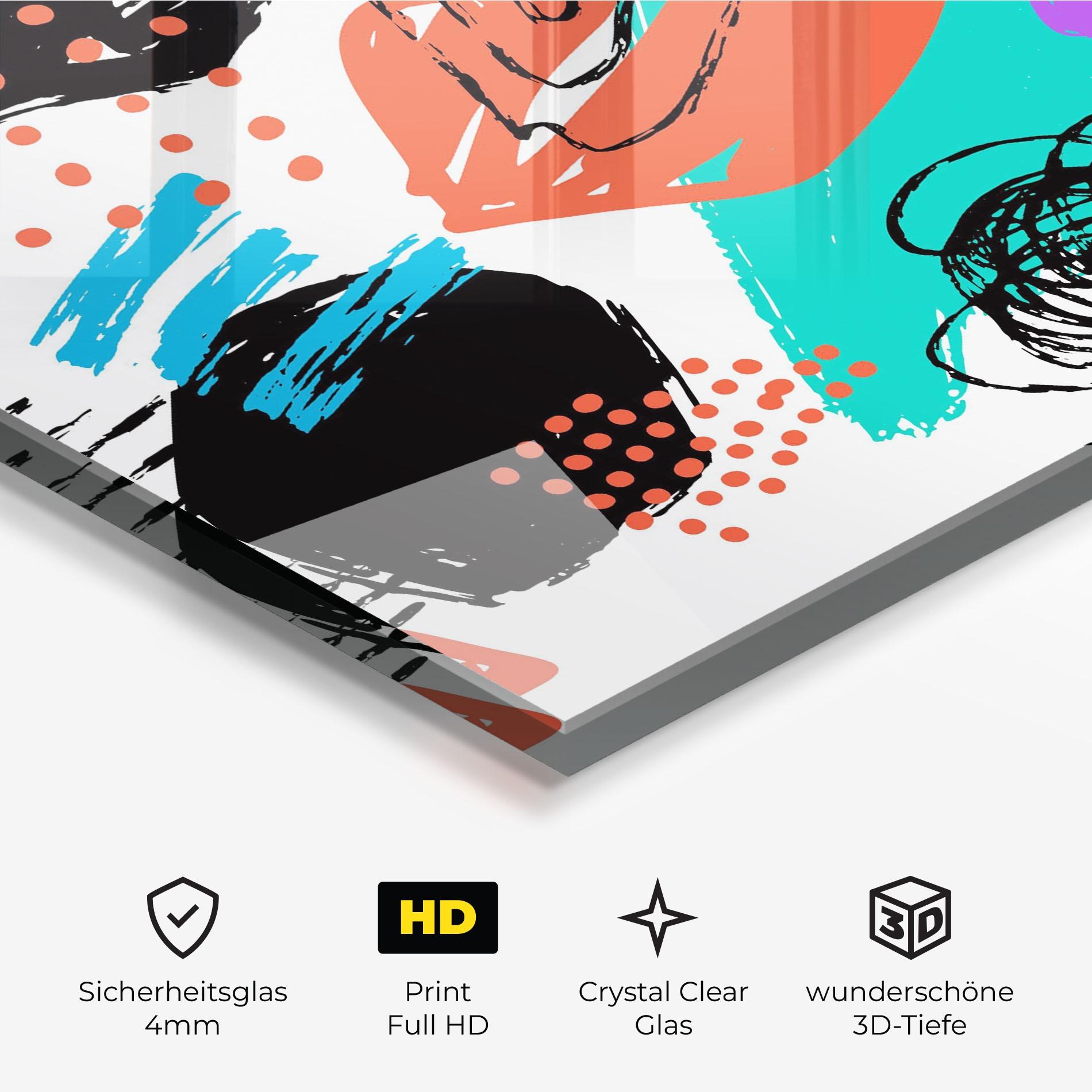 Glasbild Drawing Collage Art mockup 3