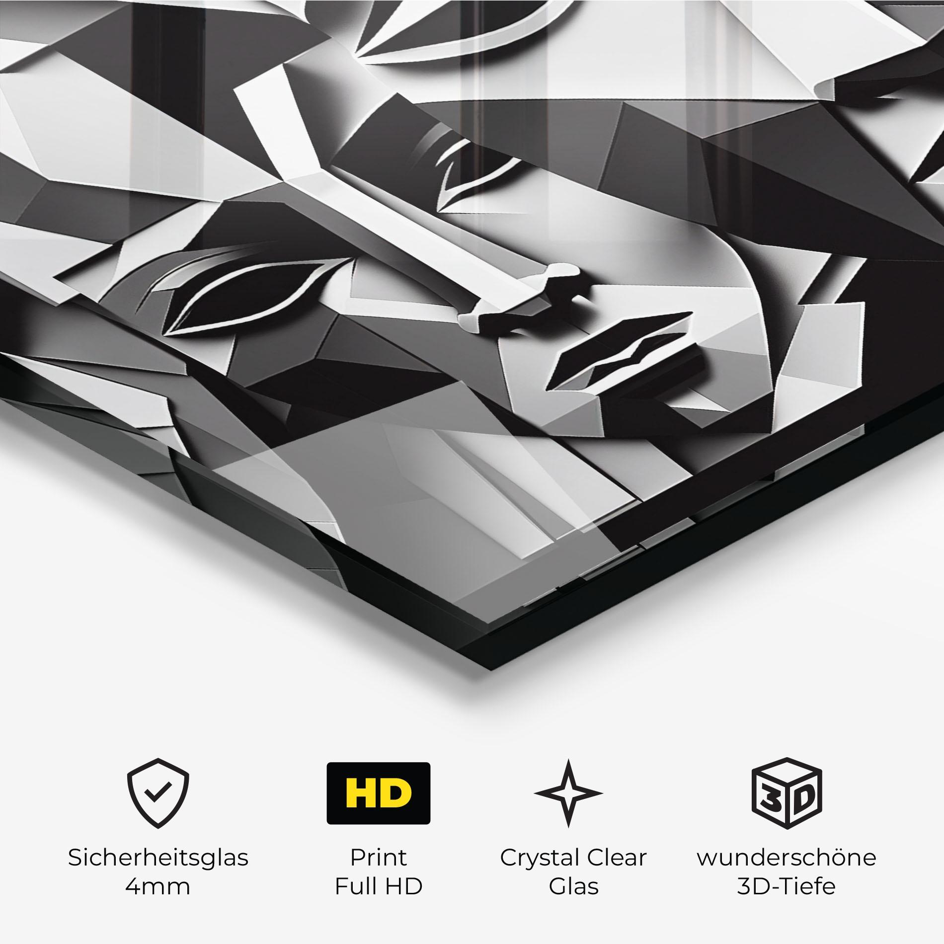 Glasbild Grey Faces Collage mockup 3
