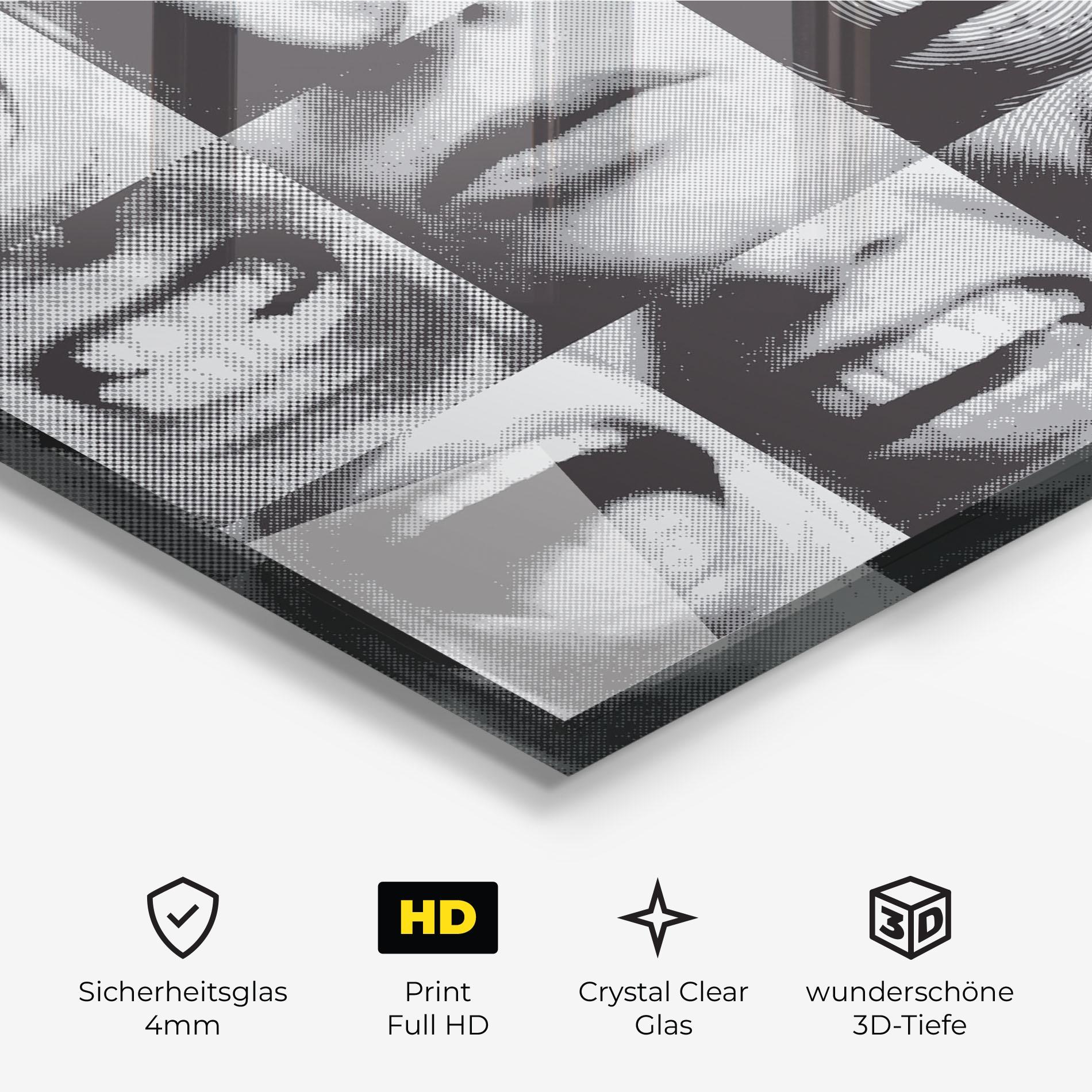 Glasbild Grey Mouth Collage mockup 3