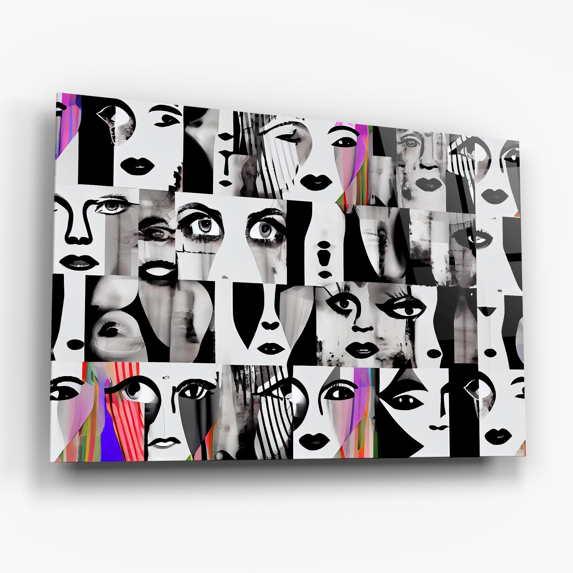 Glasbild Black White Face mockup 6