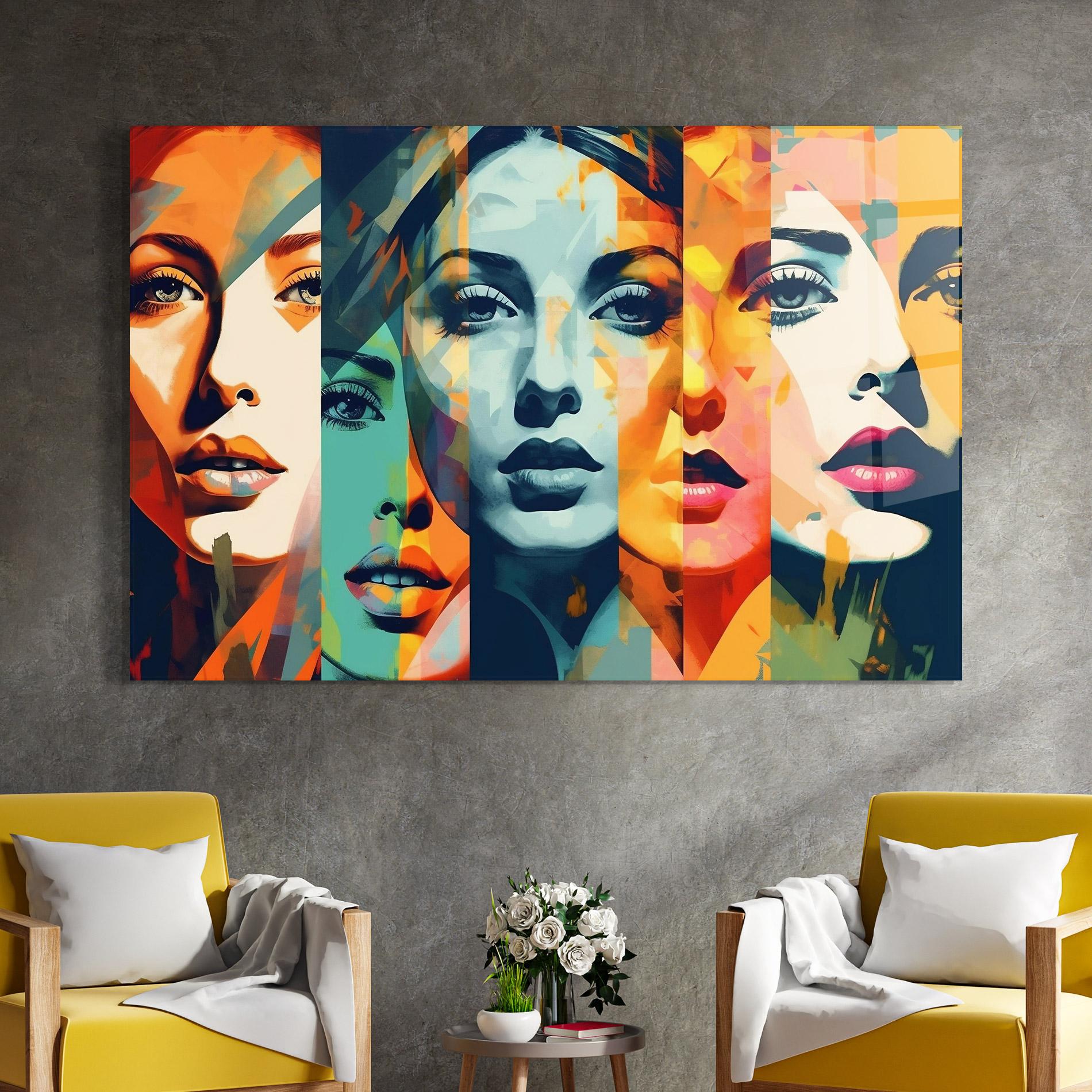 Glasbild Colorful Abstract Face mockup 4