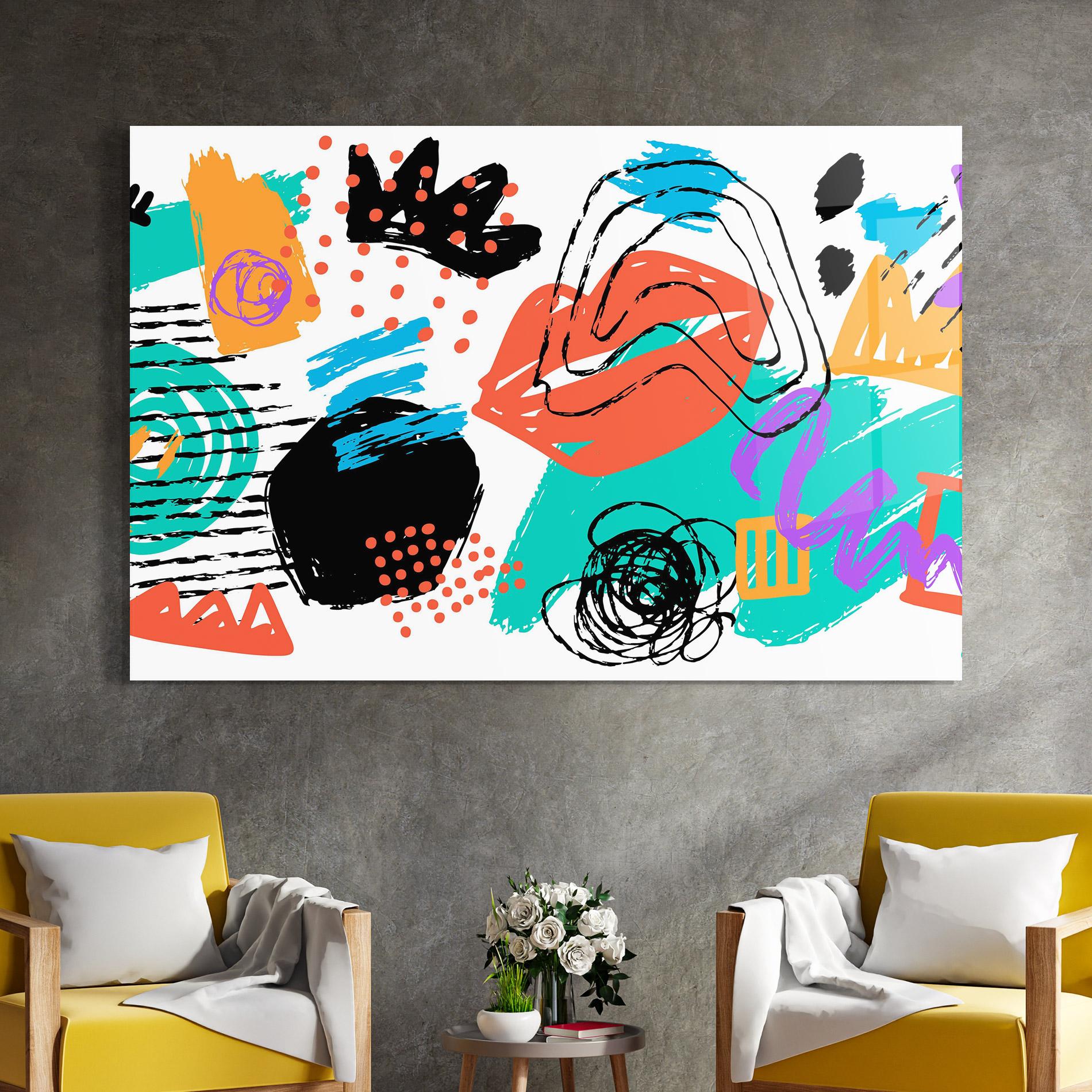 Glasbild Drawing Collage Art mockup 4