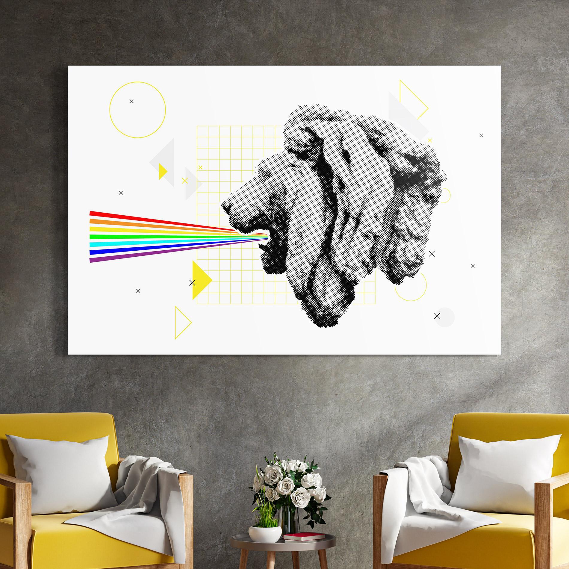 Glasbild Lion Collage mockup 4