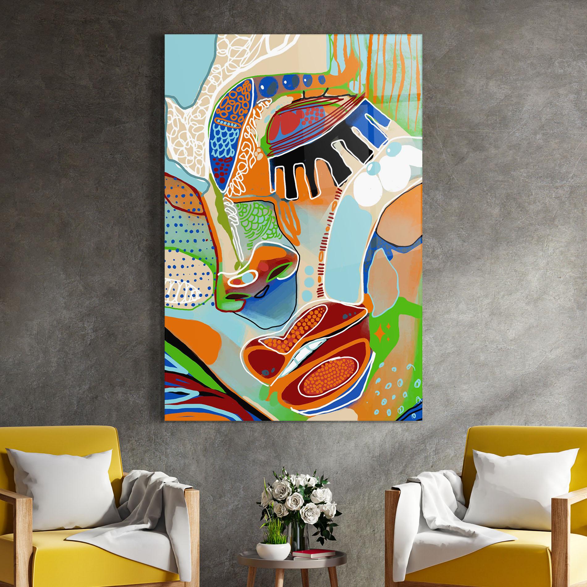 Glasbild Abstract Face Art mockup 4