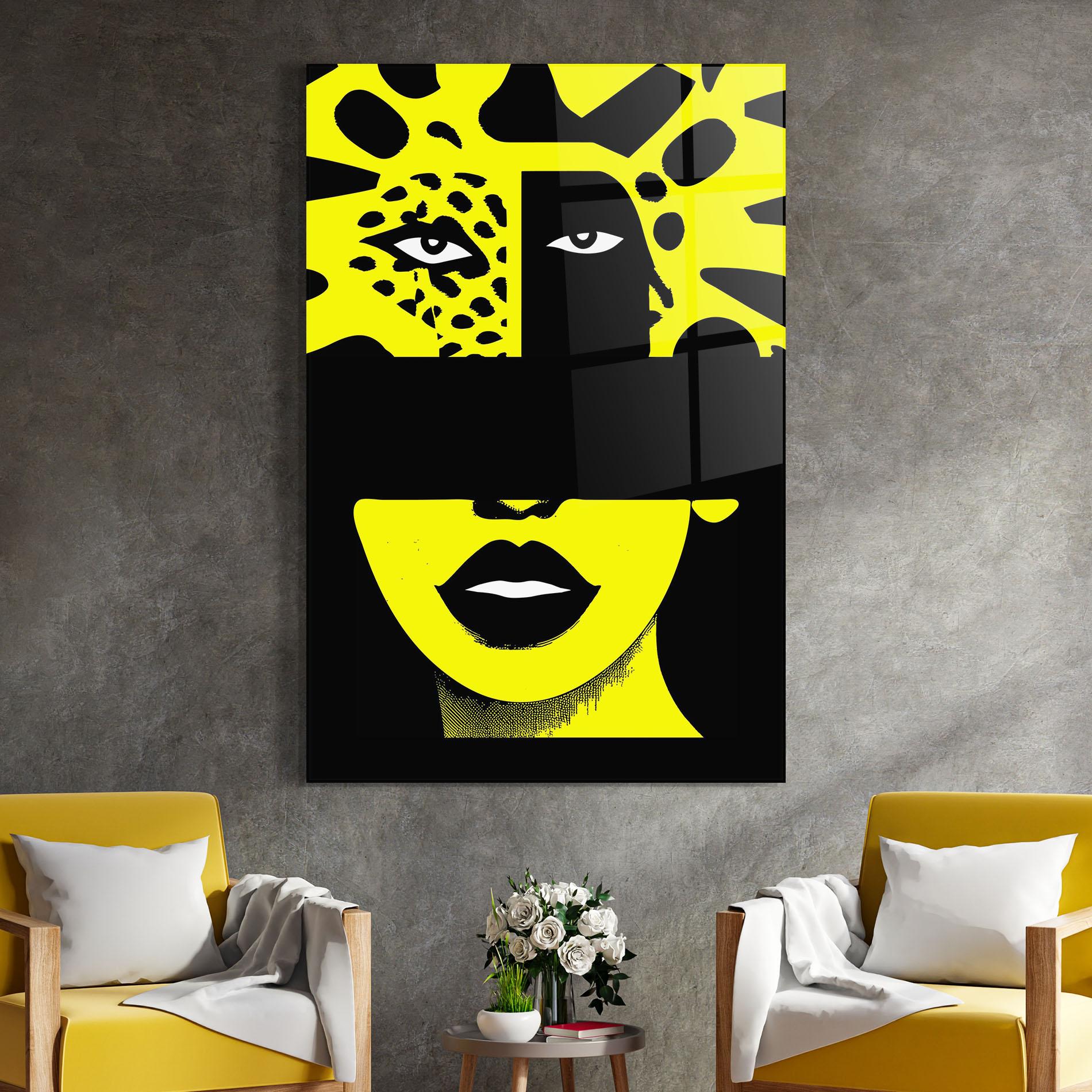 Glasbild Jaguar Woman Art mockup 4