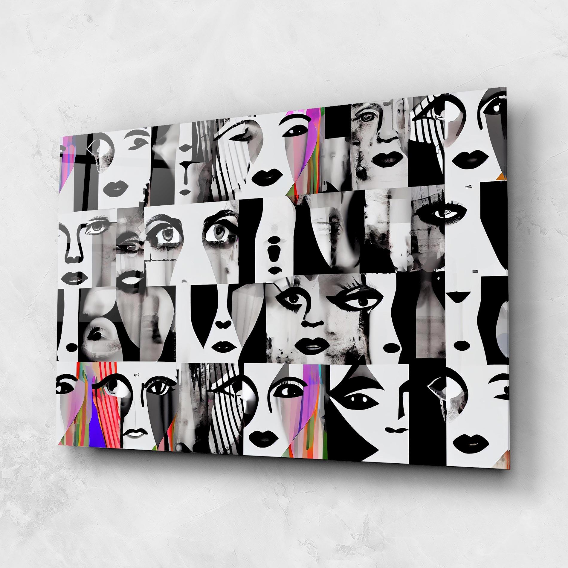 Glasbild Black White Face mockup 1