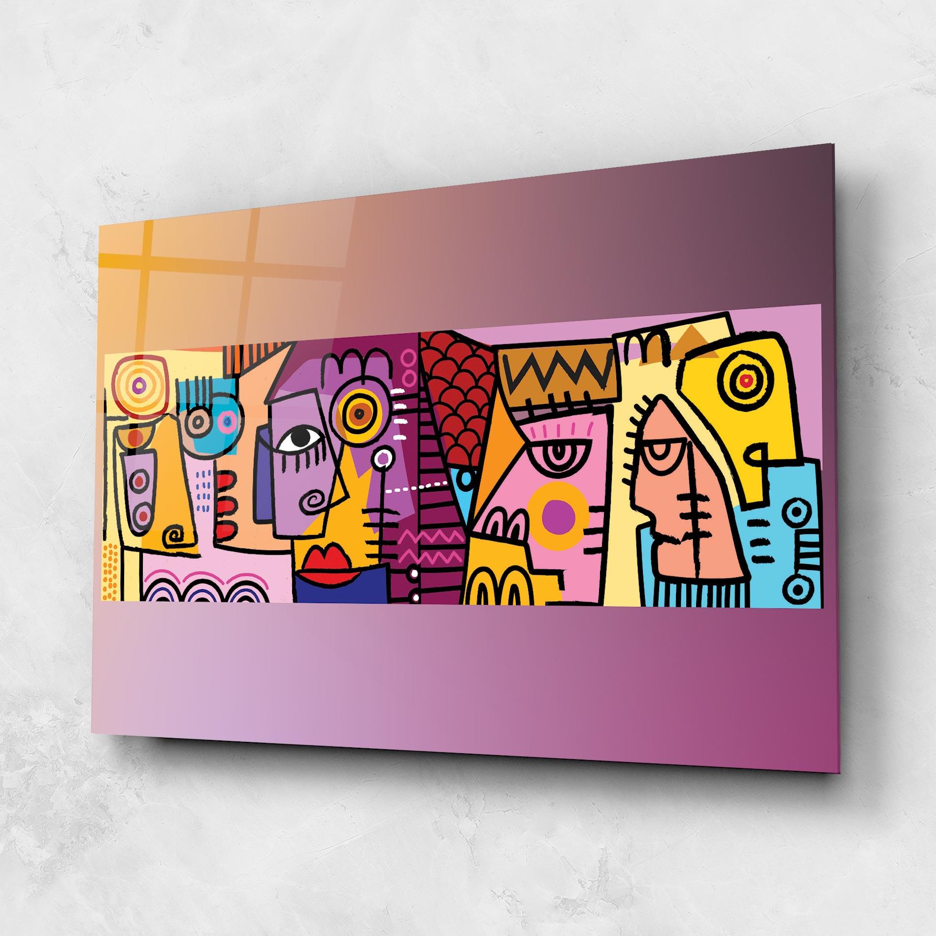 Glasbild Face Group Purple mockup 1