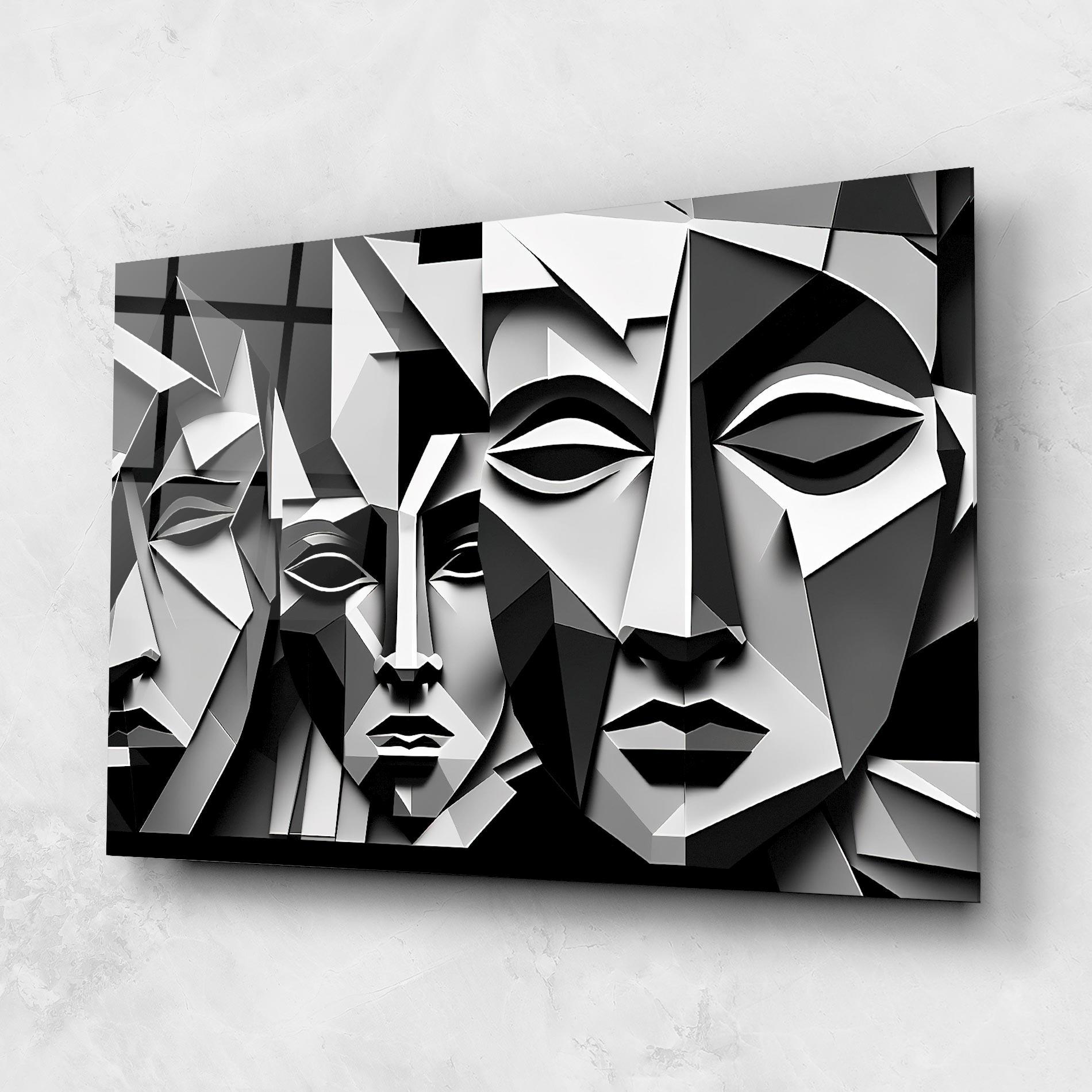Glasbild Grey Faces Collage mockup 1