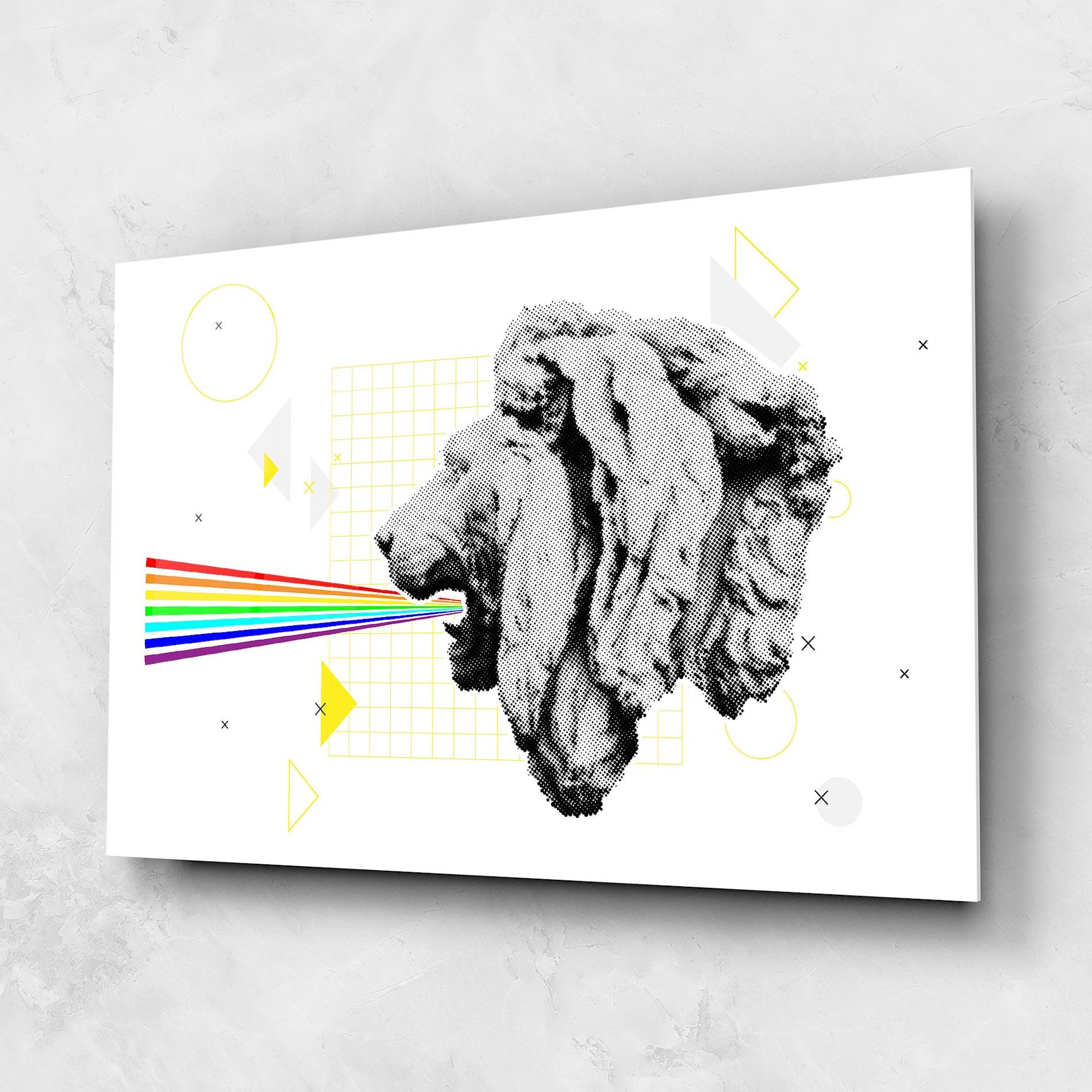 Glasbild Lion Collage mockup 1