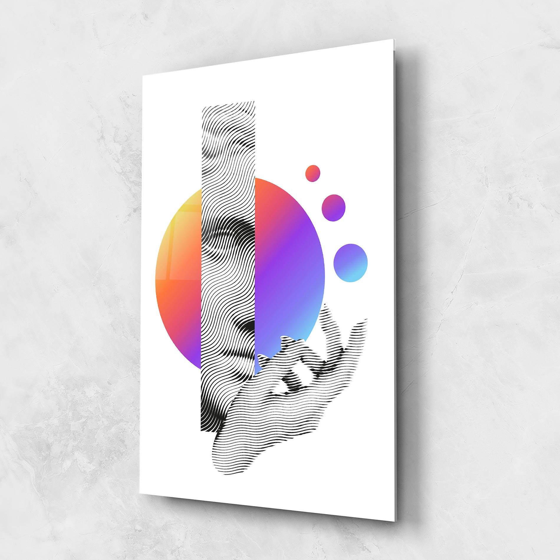 Glasbild Orange Light Statue mockup 1