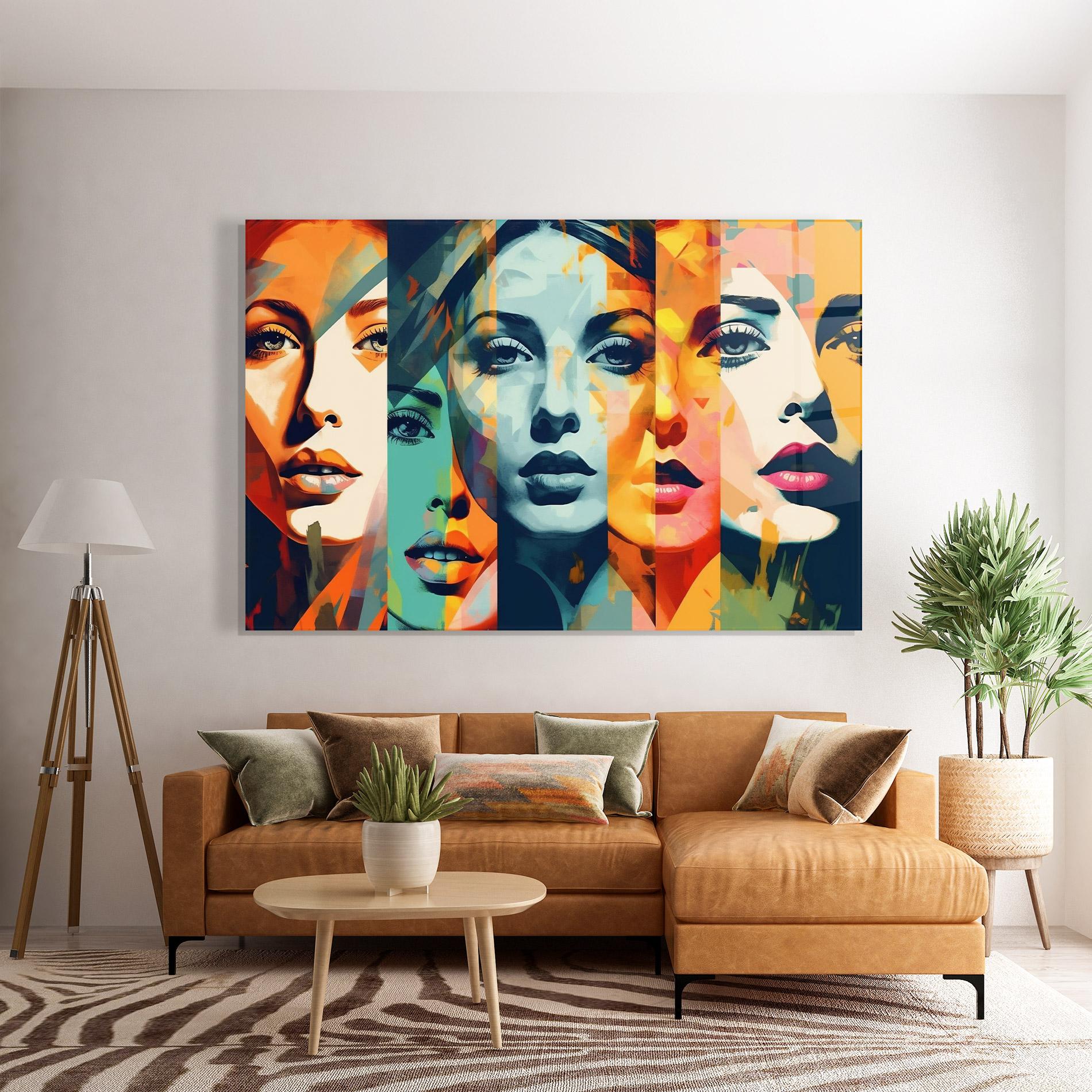 Glasbild Colorful Abstract Face mockup 7