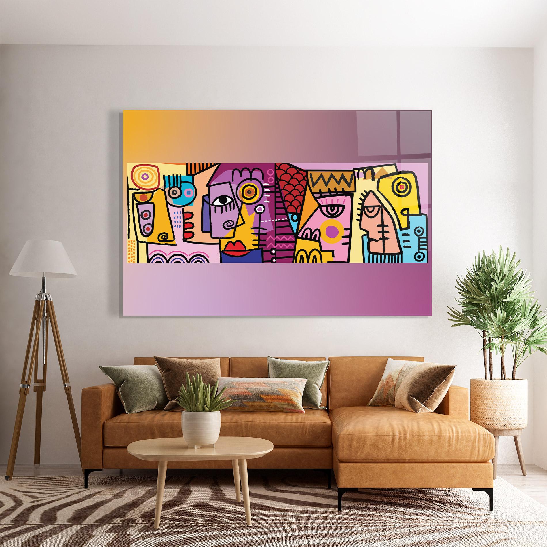 Glasbild Face Group Purple mockup 7