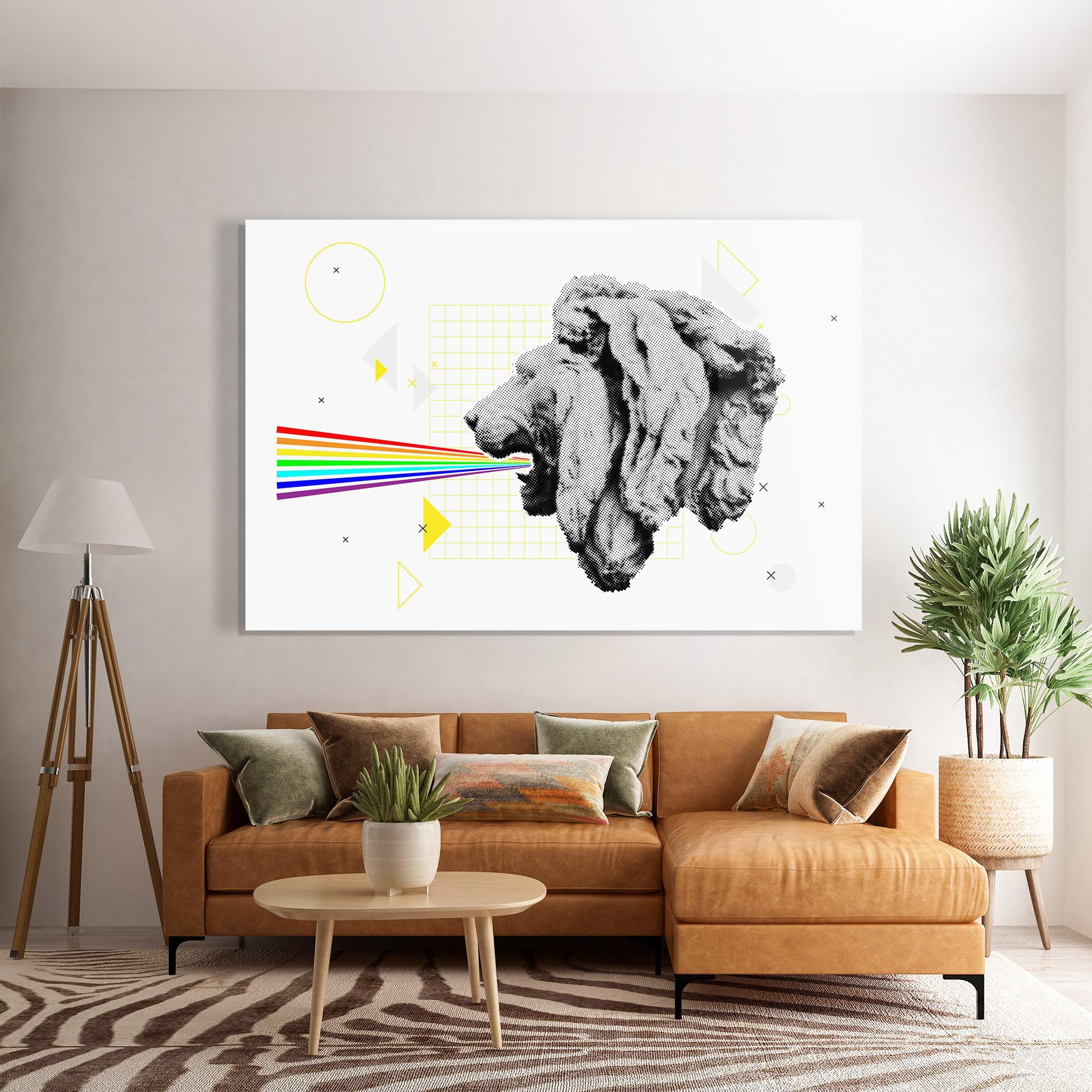 Glasbild Lion Collage mockup 7