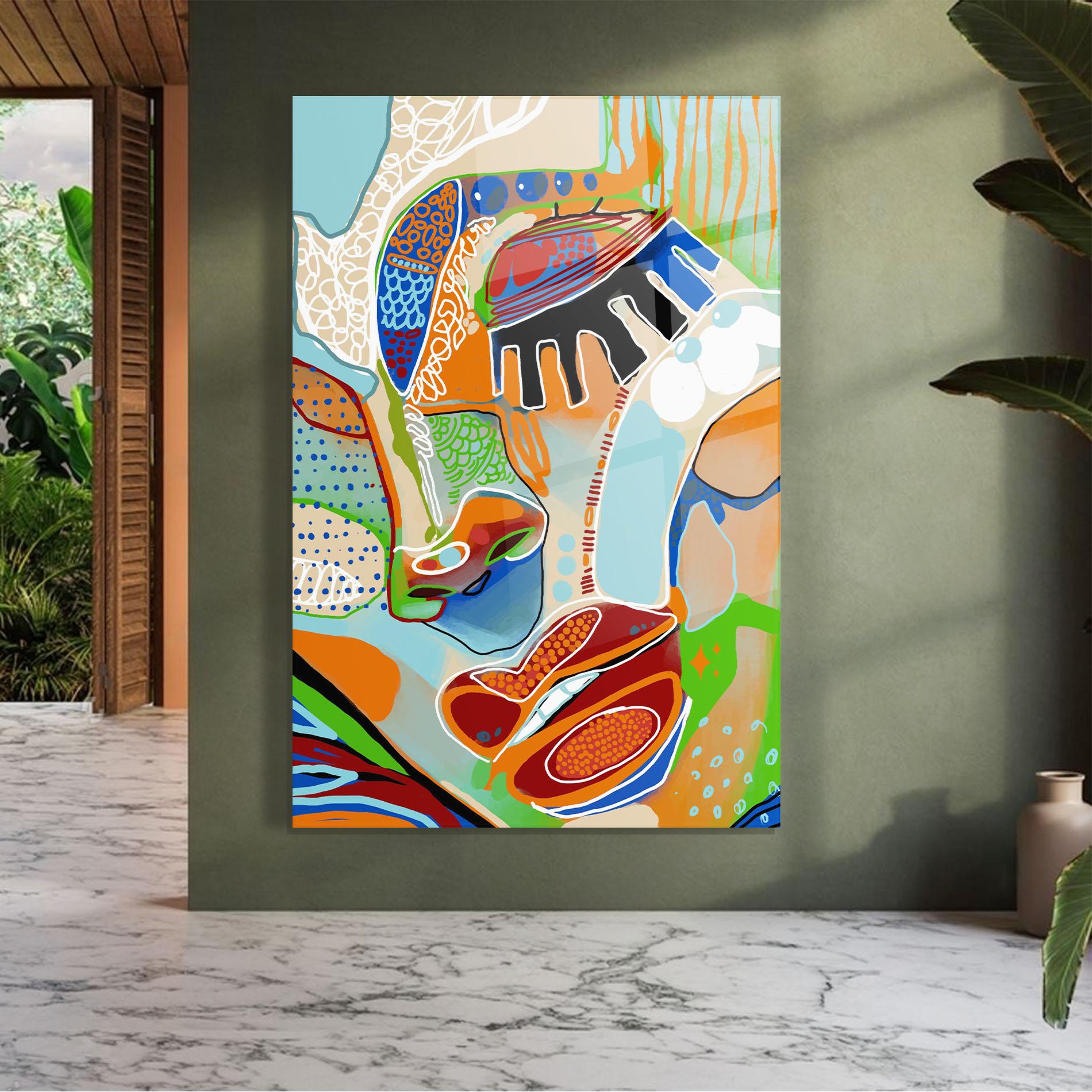 Glasbild Abstract Face Art mockup 7